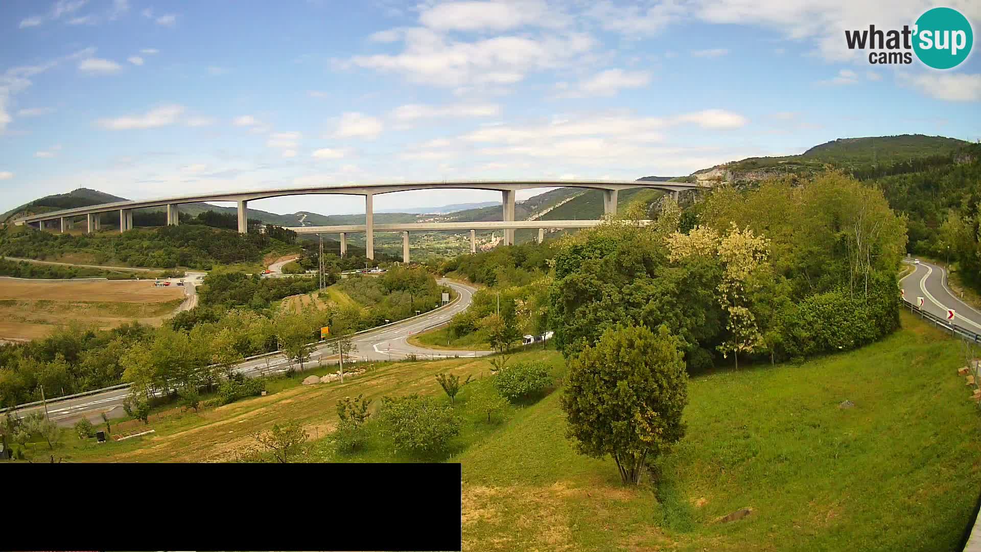 Kamera v živo Črni Kal Viadukt – pogled z Viki Burgerja