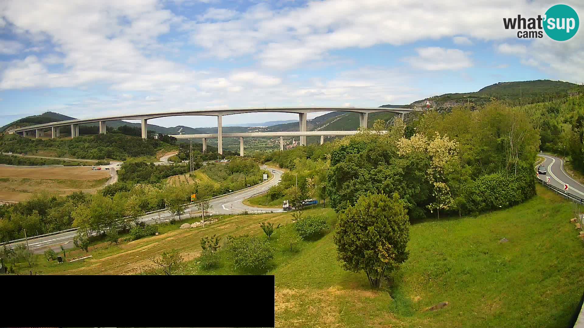 Kamera v živo Črni Kal Viadukt – pogled z Viki Burgerja
