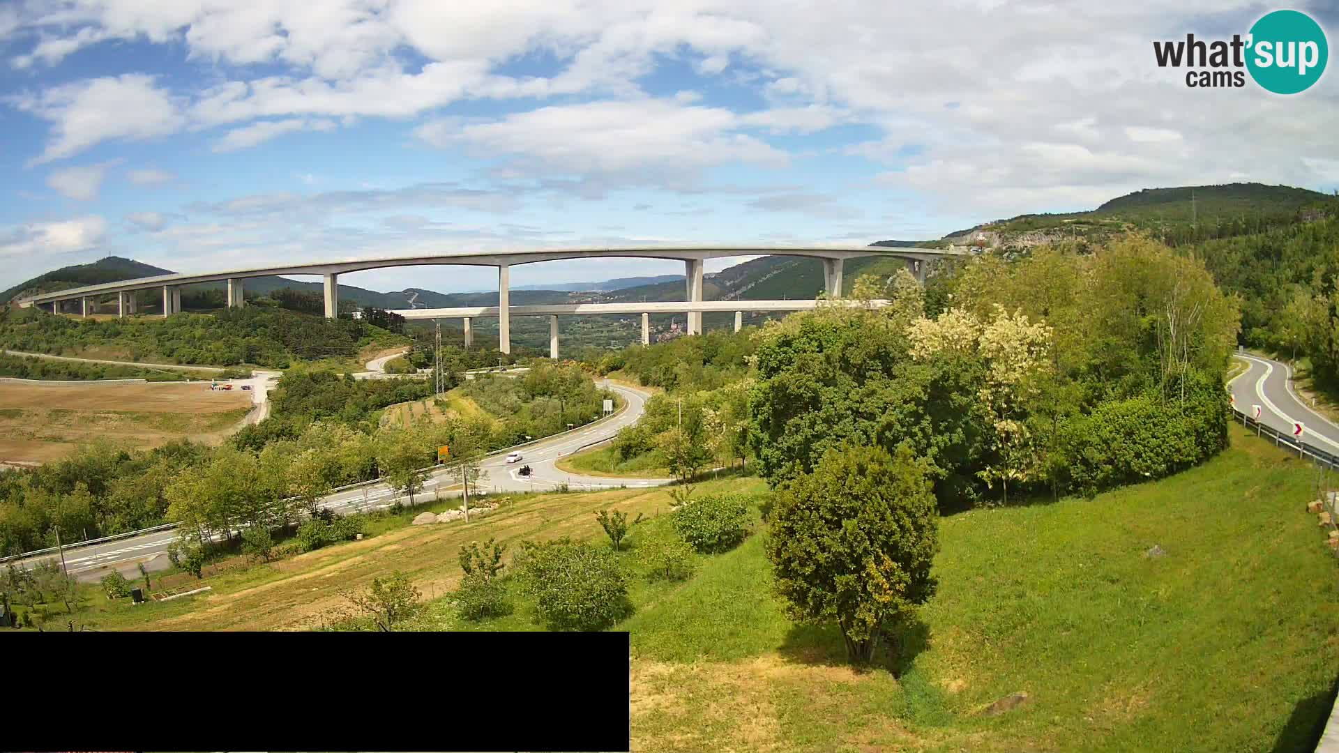 Kamera v živo Črni Kal Viadukt – pogled z Viki Burgerja