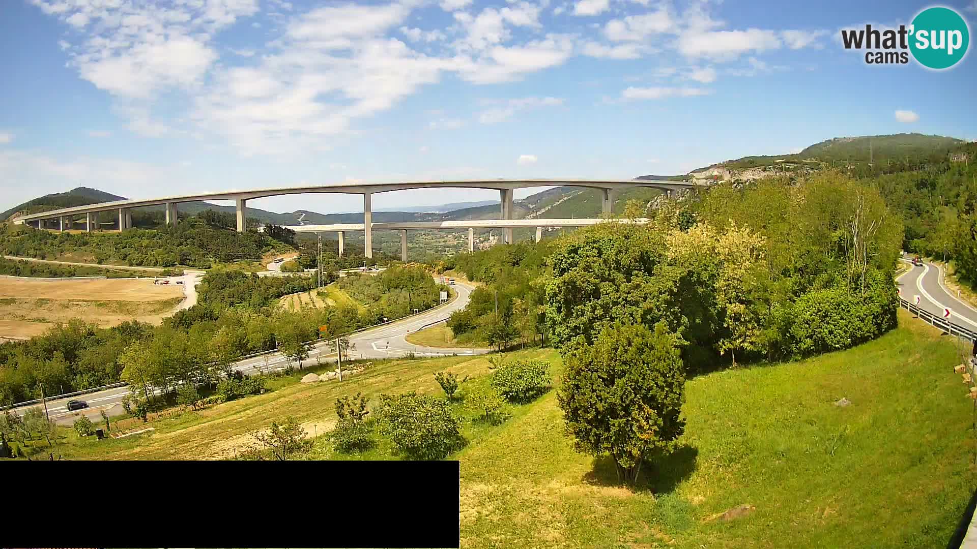 Kamera v živo Črni Kal Viadukt – pogled z Viki Burgerja