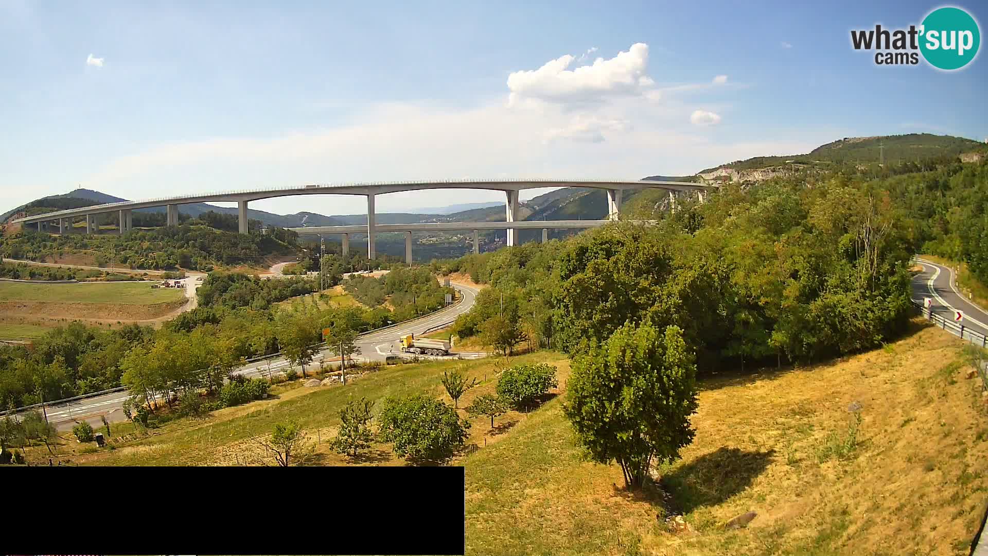Kamera v živo Črni Kal Viadukt – pogled z Viki Burgerja