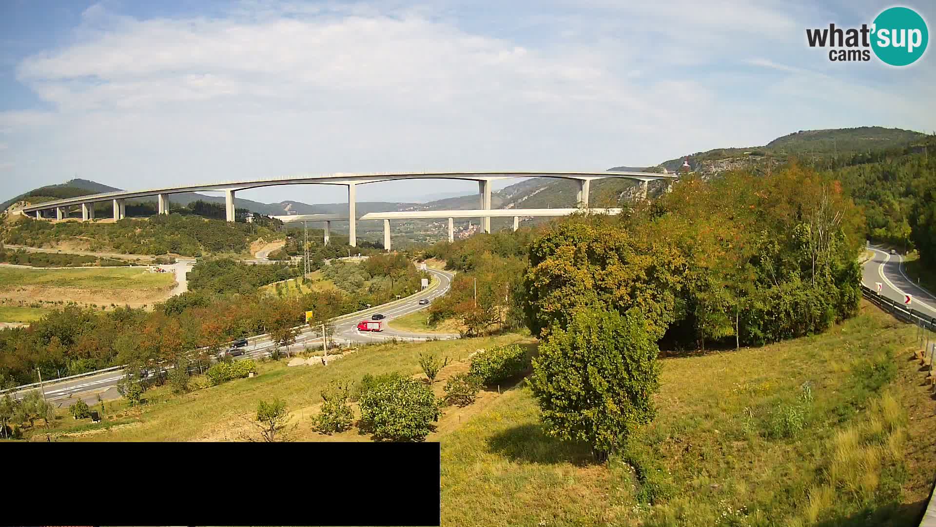 Kamera v živo Črni Kal Viadukt – pogled z Viki Burgerja