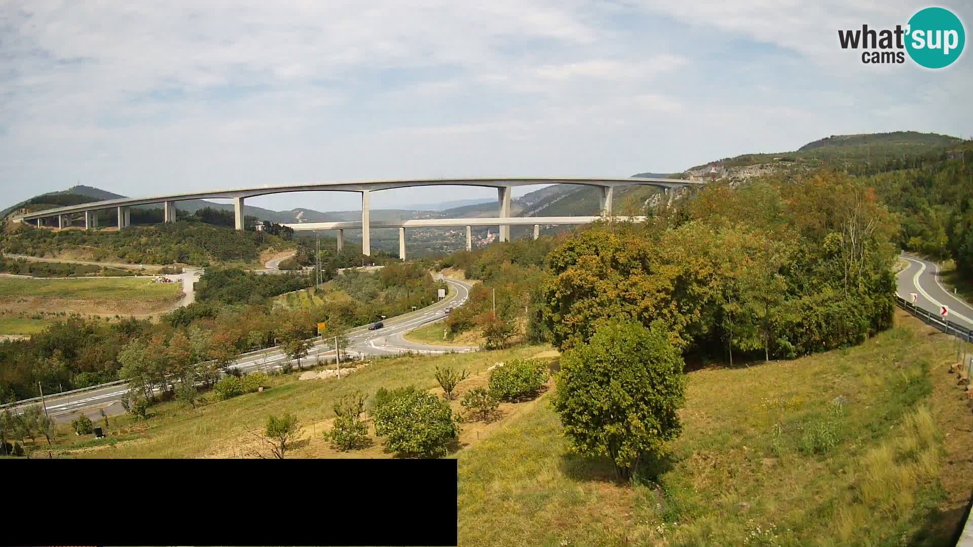 Kamera v živo Črni Kal Viadukt – pogled z Viki Burgerja