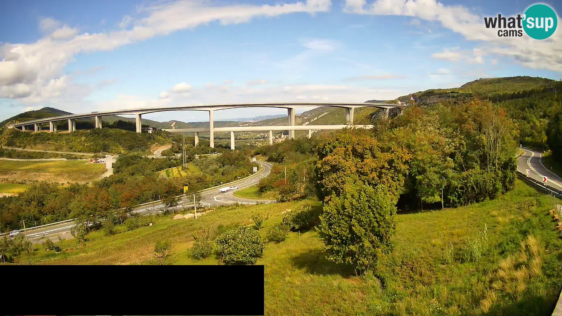 Kamera v živo Črni Kal Viadukt – pogled z Viki Burgerja
