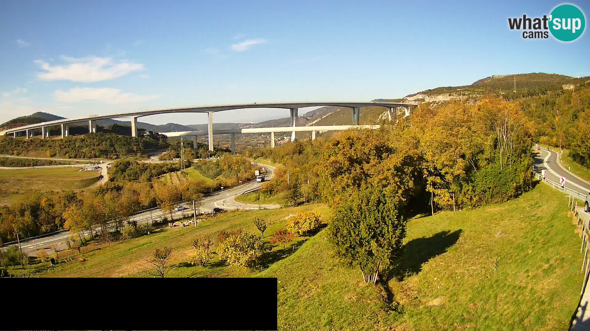 Kamera v živo Črni Kal Viadukt – pogled z Viki Burgerja