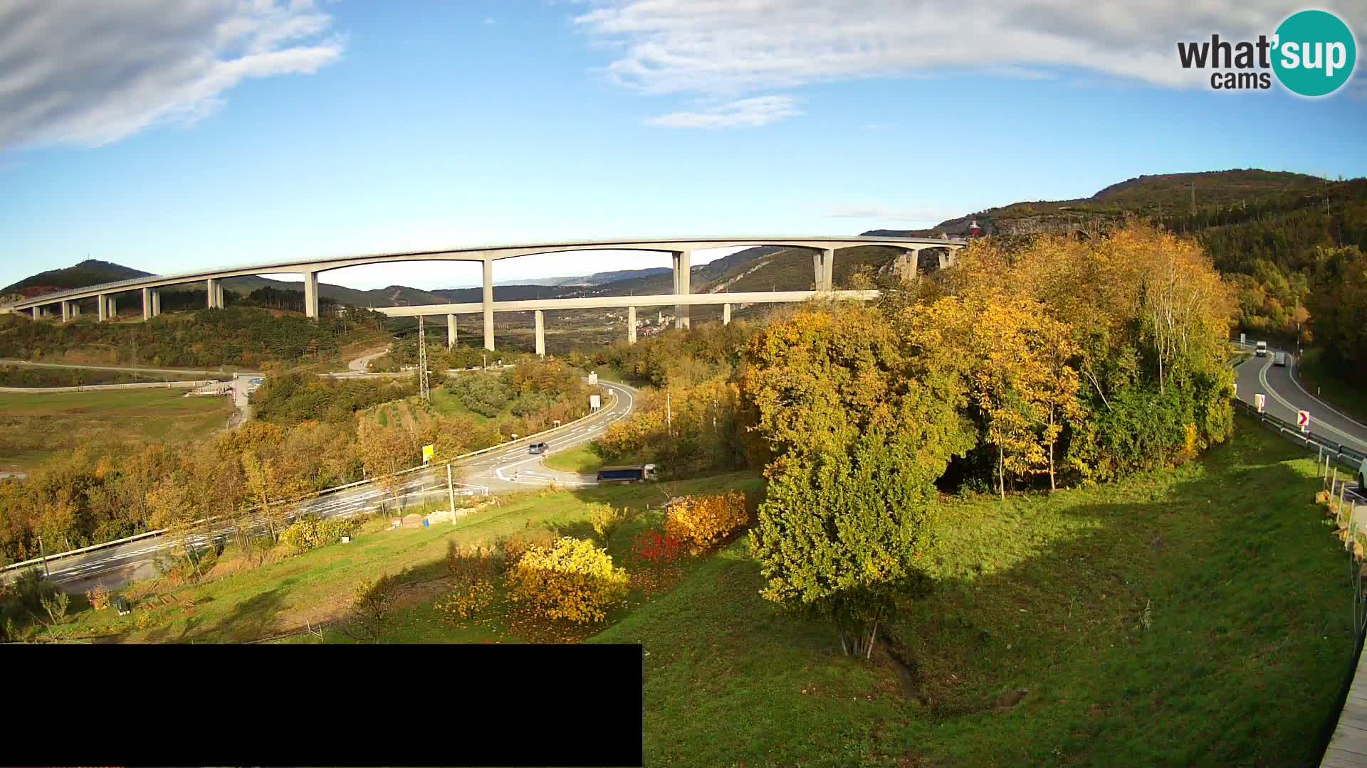 Kamera v živo Črni Kal Viadukt – pogled z Viki Burgerja