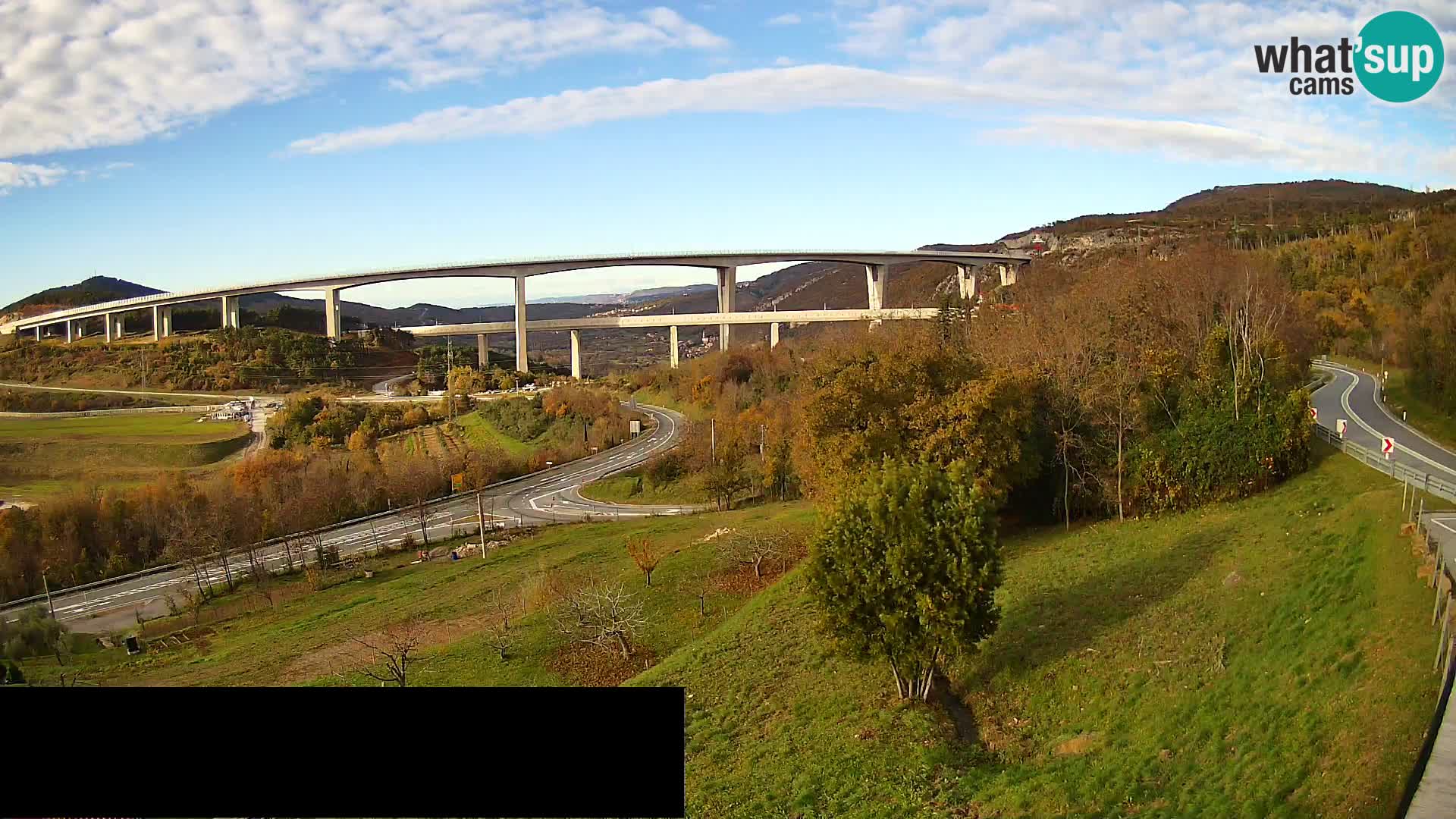 Kamera v živo Črni Kal Viadukt – pogled z Viki Burgerja