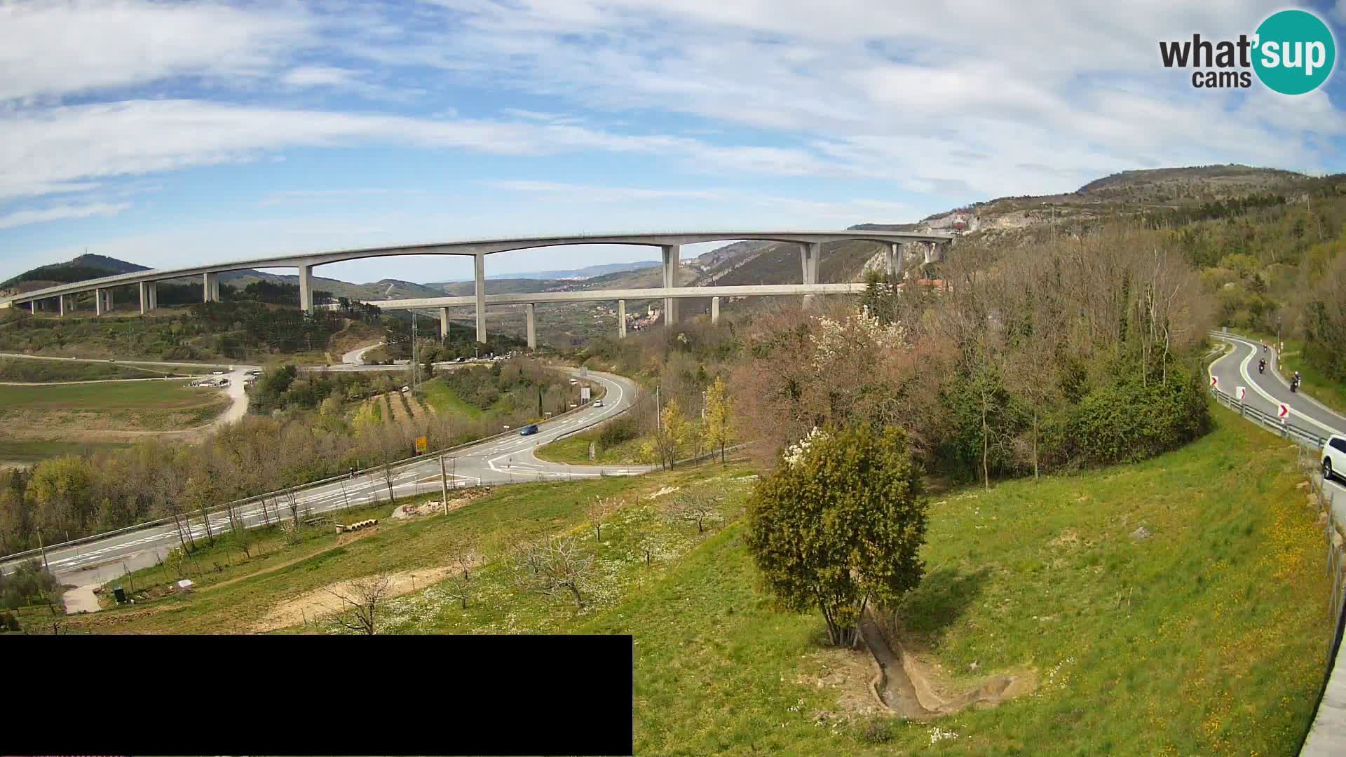 Kamera v živo Črni Kal Viadukt – pogled z Viki Burgerja