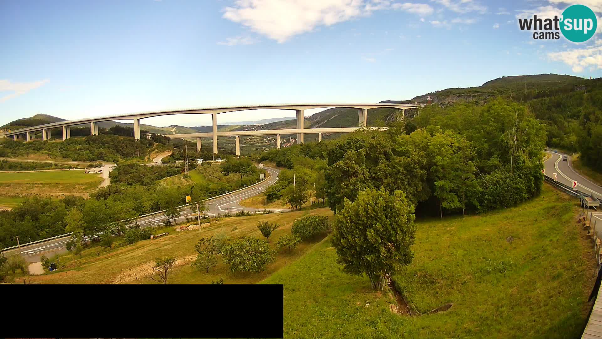 Kamera v živo Črni Kal Viadukt – pogled z Viki Burgerja