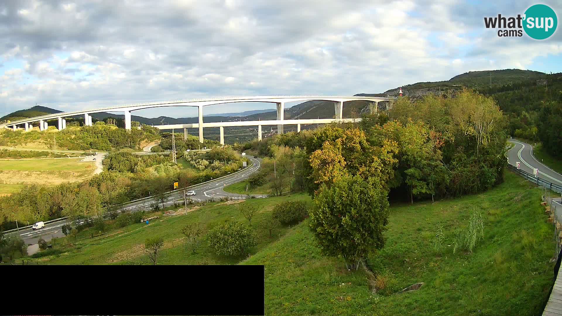 Kamera v živo Črni Kal Viadukt – pogled z Viki Burgerja
