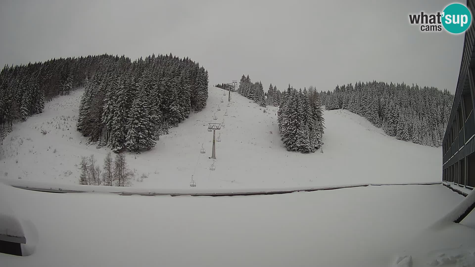 Spletna kamera smučišča GOLTE v živo – pogled na Medvedjak