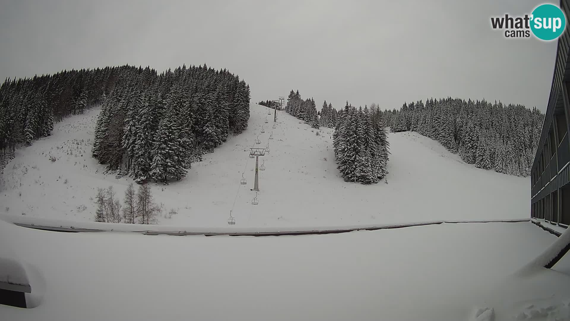 Spletna kamera smučišča GOLTE v živo – pogled na Medvedjak