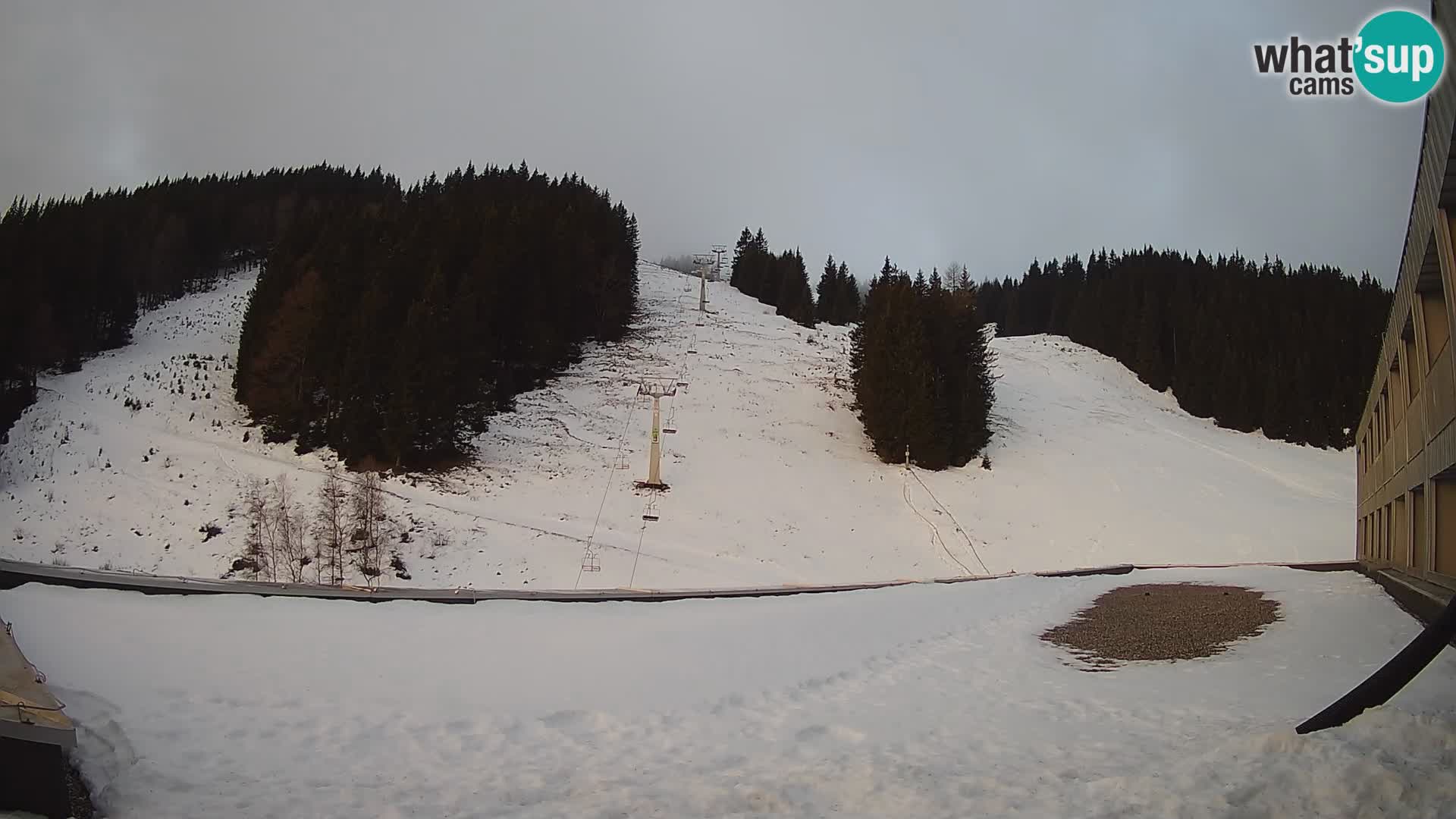 Spletna kamera smučišča GOLTE v živo – pogled na Medvedjak