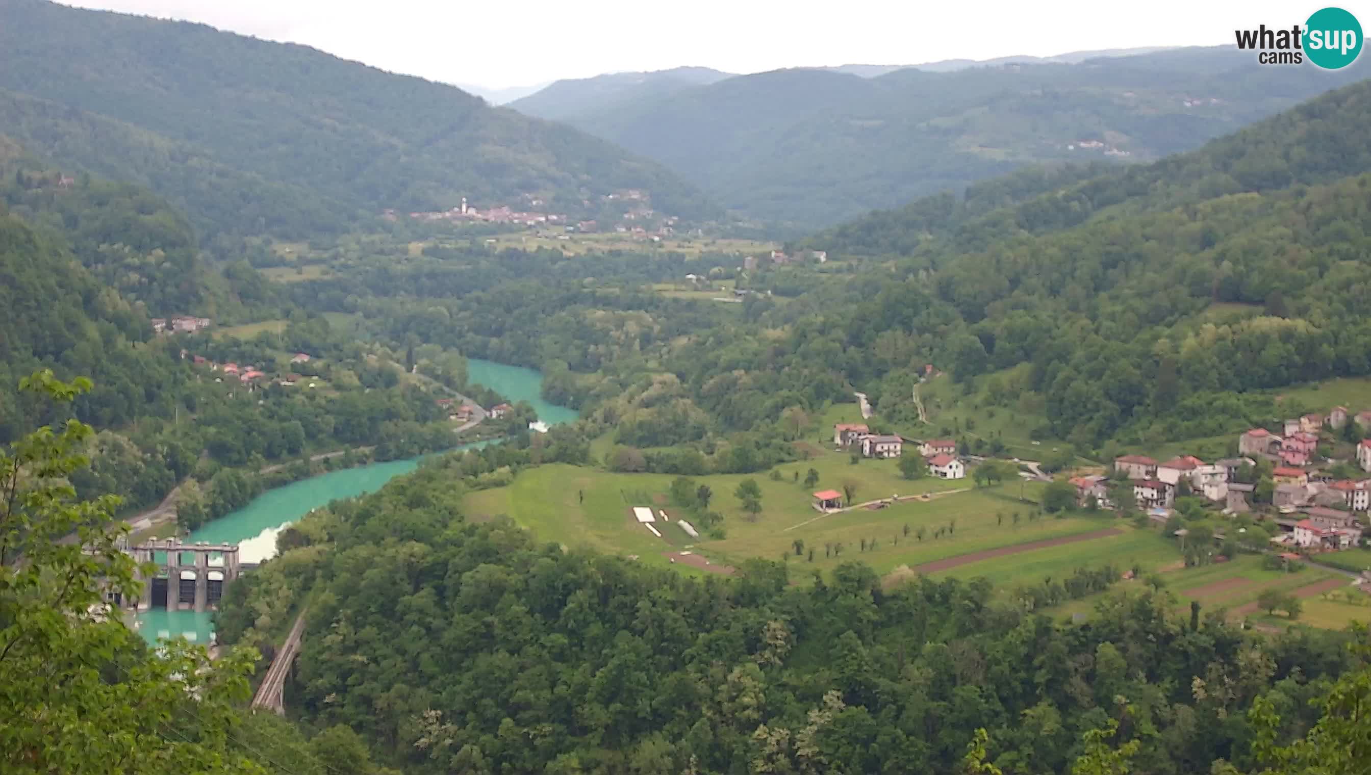 Camera en vivo Kanal ob Soči – Vue sur la rivière Soča, Ajba, Bodrež y Ročinj
