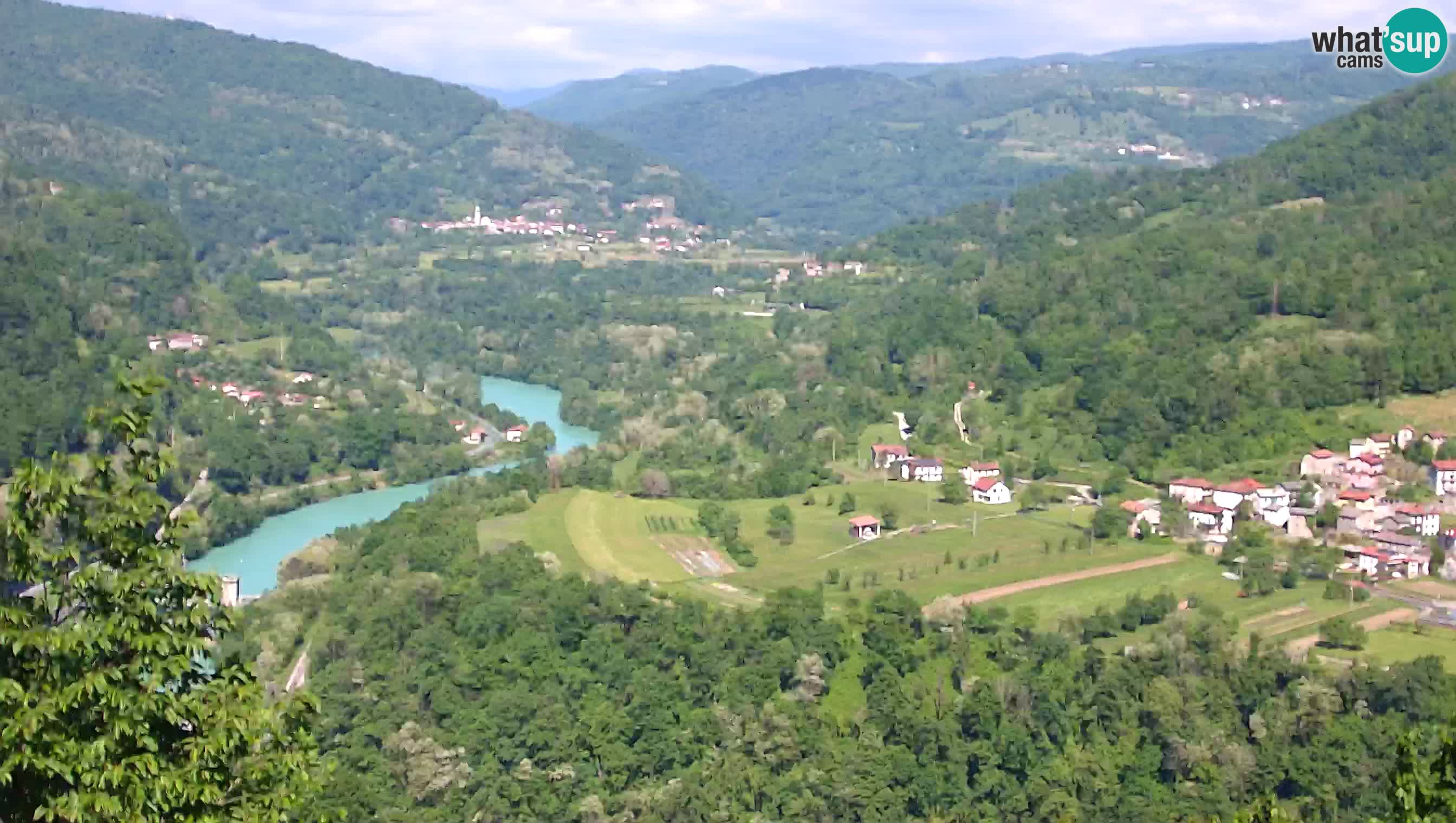 Live Webcam Kanal ob Soči – View to Soča river, Ajba, Bodrež and Ročinj