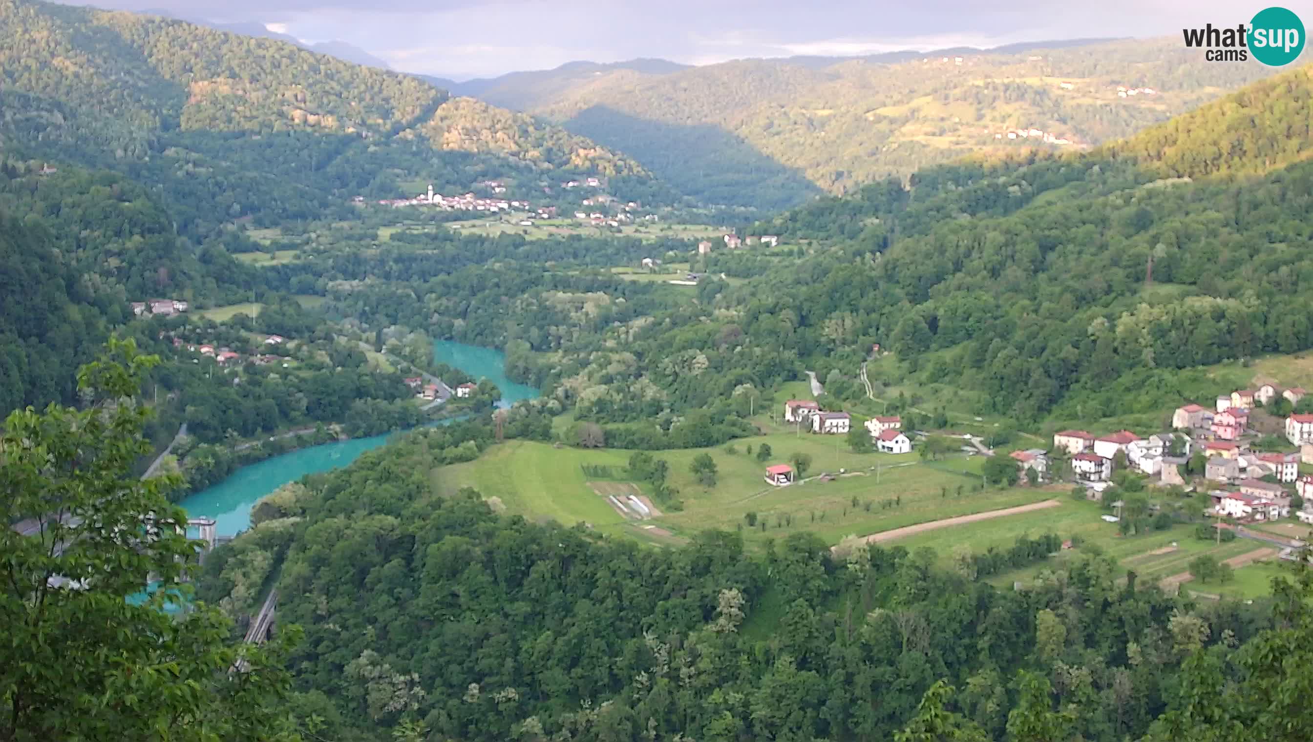 Live Webcam Kanal ob Soči – View to Soča river, Ajba, Bodrež and Ročinj