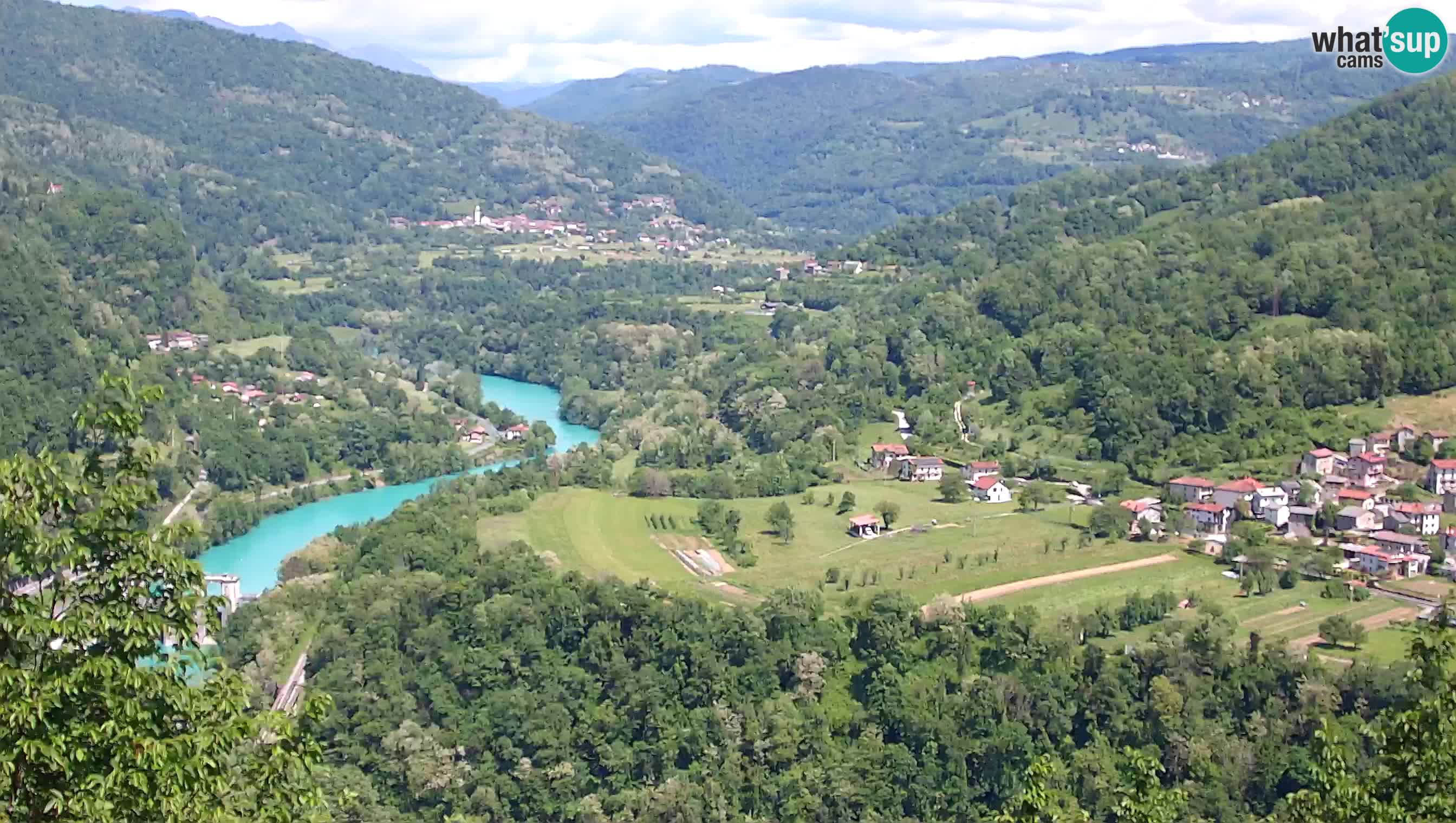 Live Webcam Kanal ob Soči – View to Soča river, Ajba, Bodrež and Ročinj