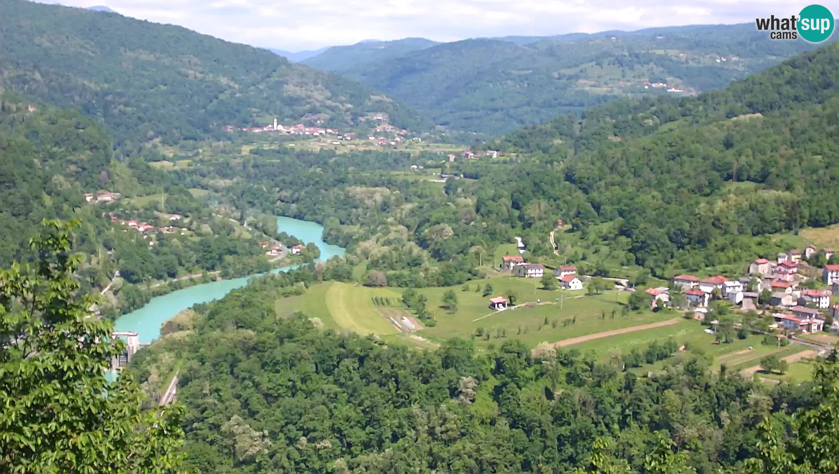 Camera en vivo Kanal ob Soči – Vue sur la rivière Soča, Ajba, Bodrež y Ročinj