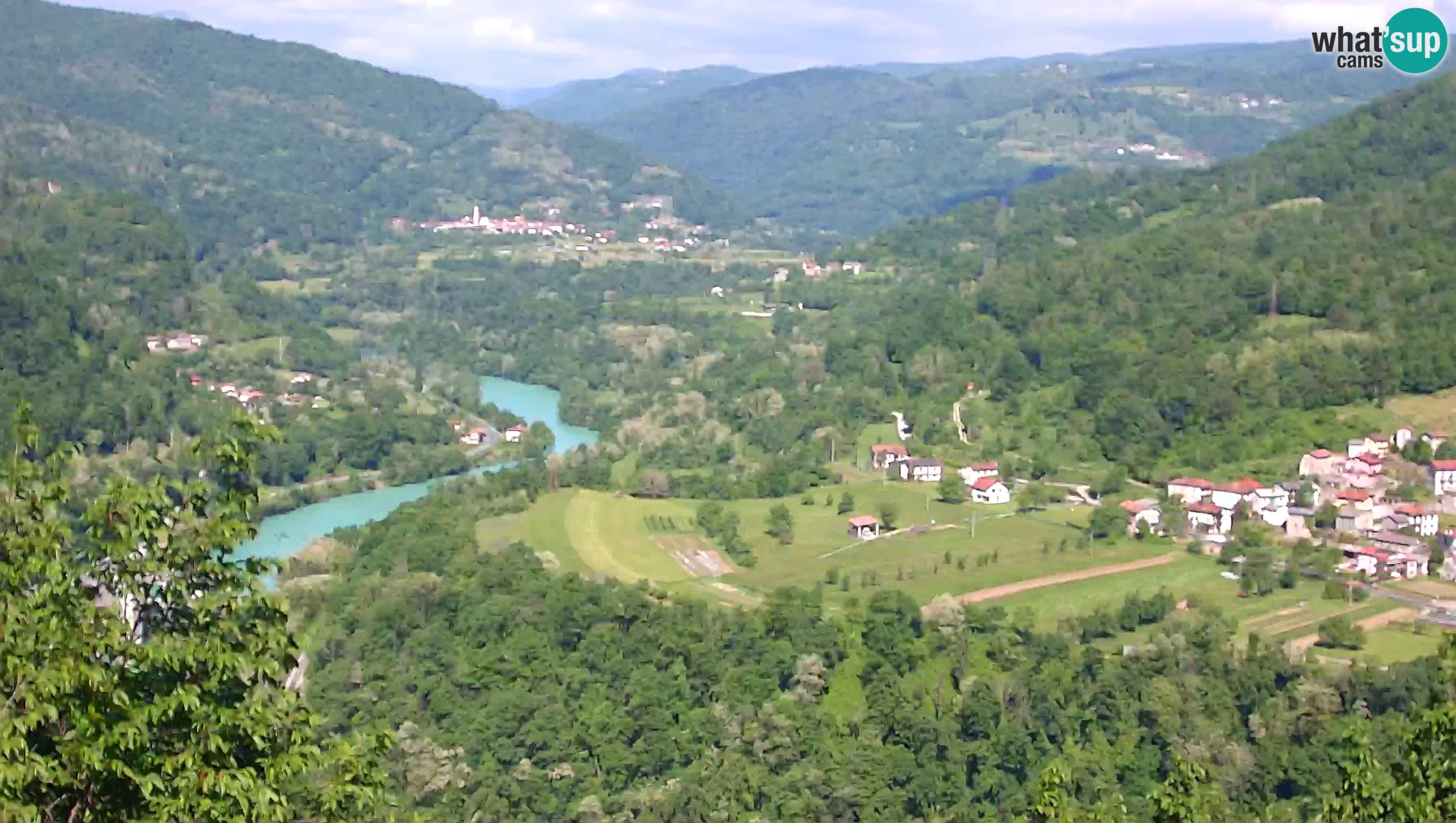 Live Webcam Kanal ob Soči – View to Soča river, Ajba, Bodrež and Ročinj