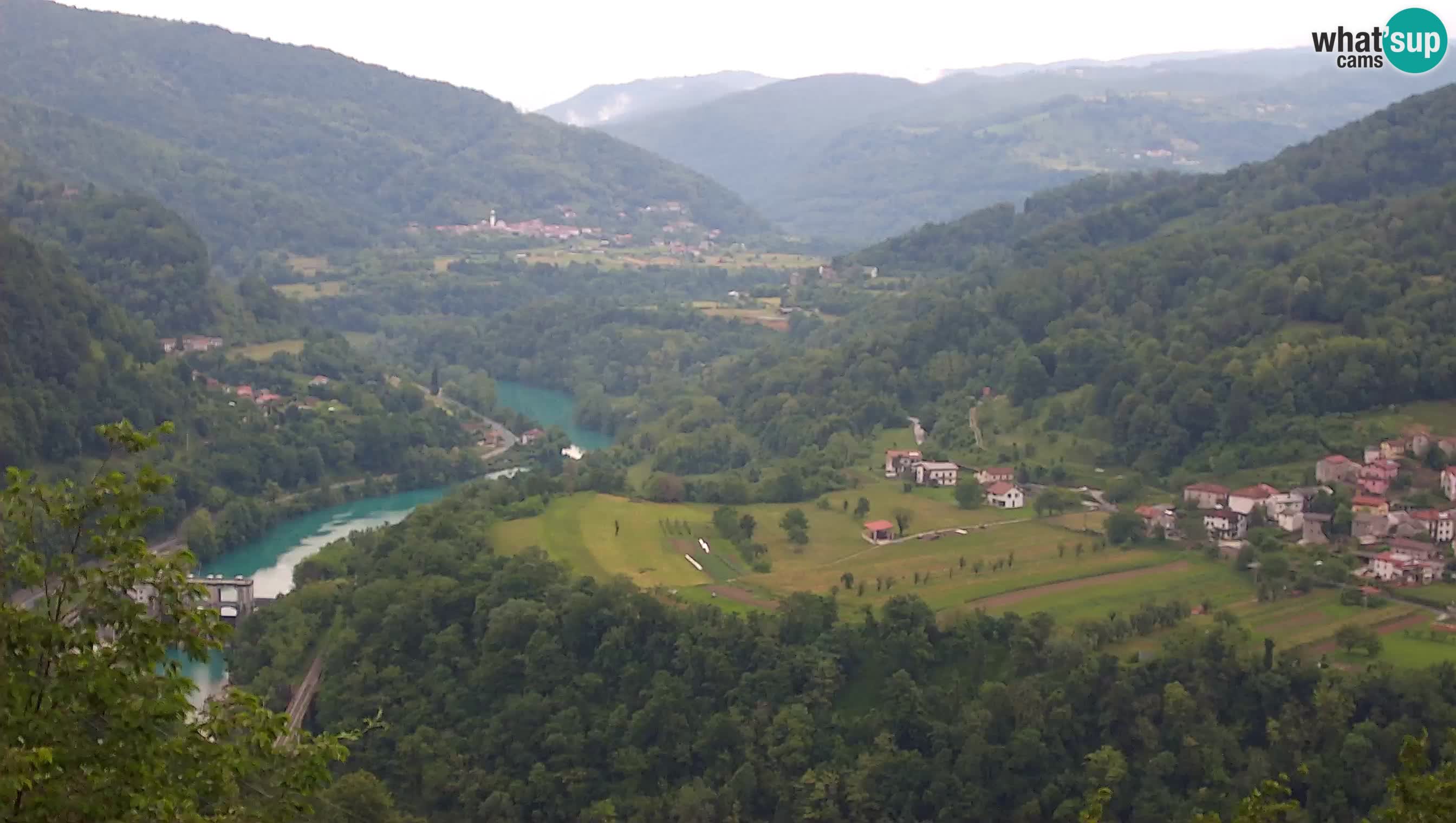 Live Webcam Kanal ob Soči – Blick auf den Fluss Soča, Ajba, Bodrež und Ročinj