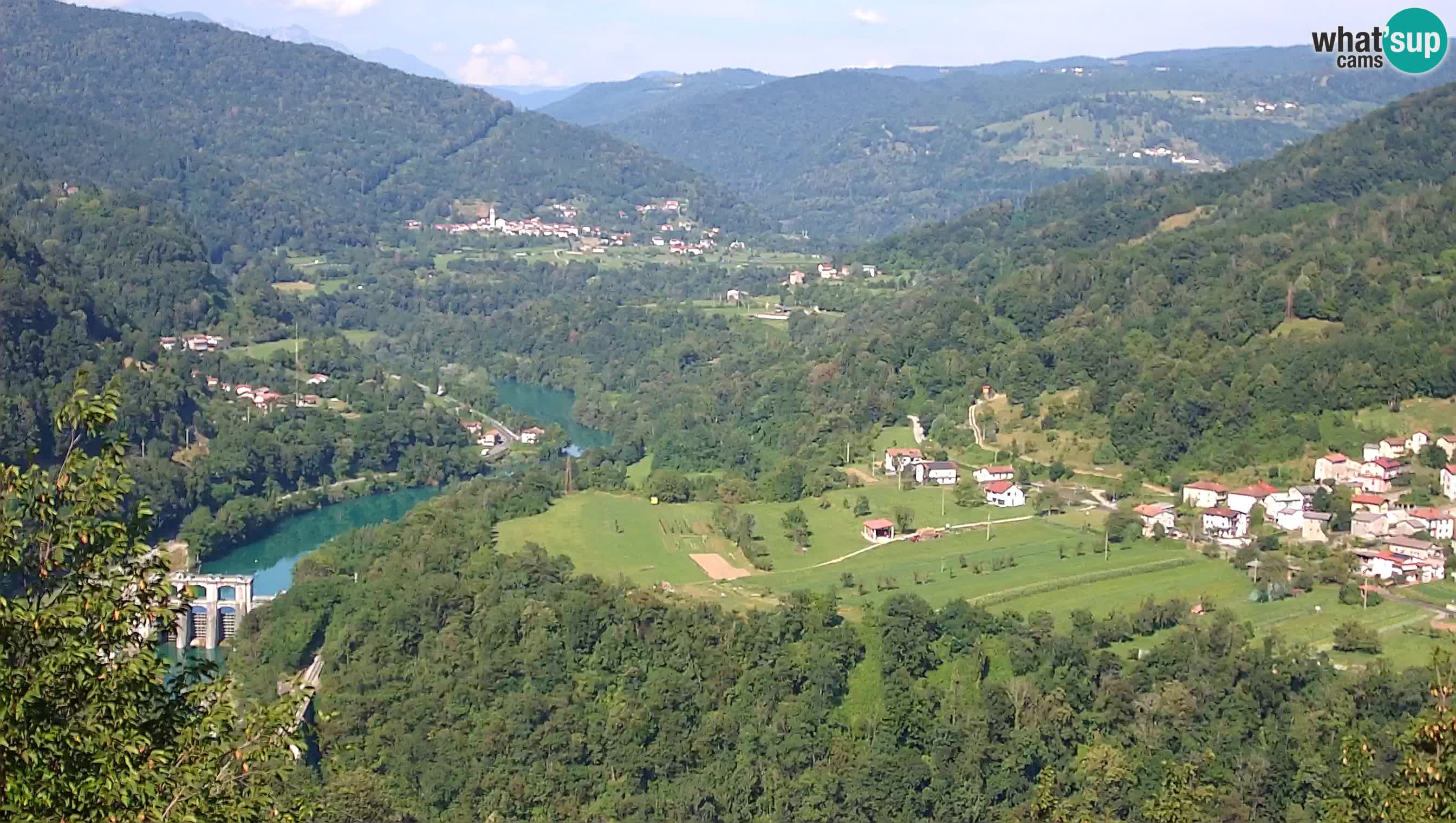Live Webcam Kanal ob Soči – Blick auf den Fluss Soča, Ajba, Bodrež und Ročinj