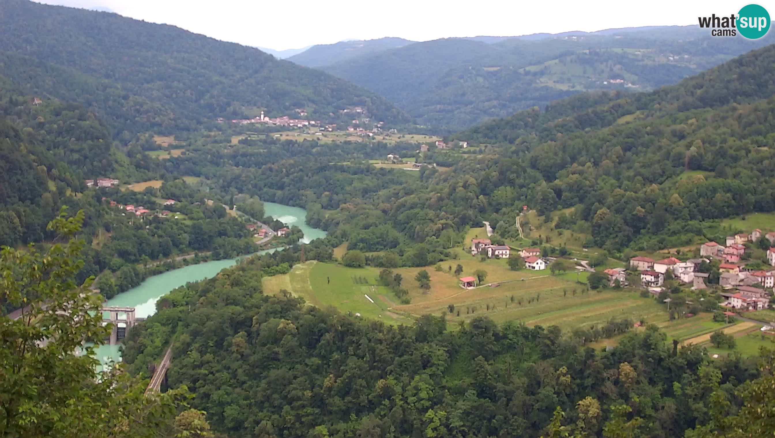 Live Webcam Kanal ob Soči – View to Soča river, Ajba, Bodrež and Ročinj