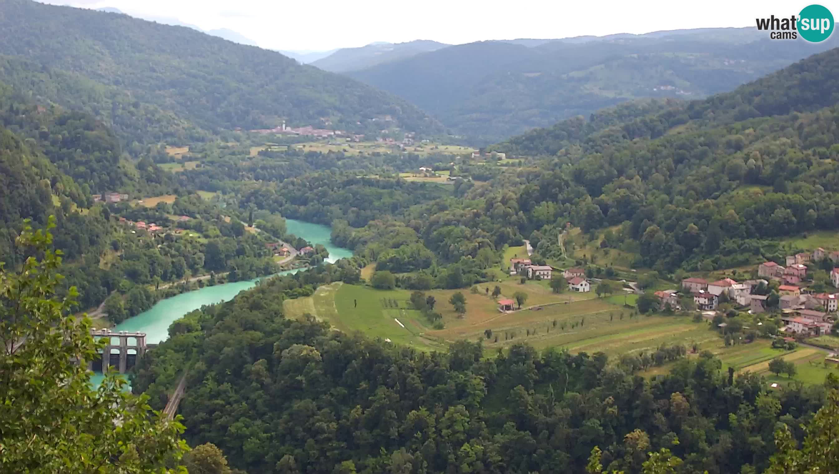 Live Webcam Kanal ob Soči – Vista sul fiume Isonzo, Ajba, Bodrež e Ročinj