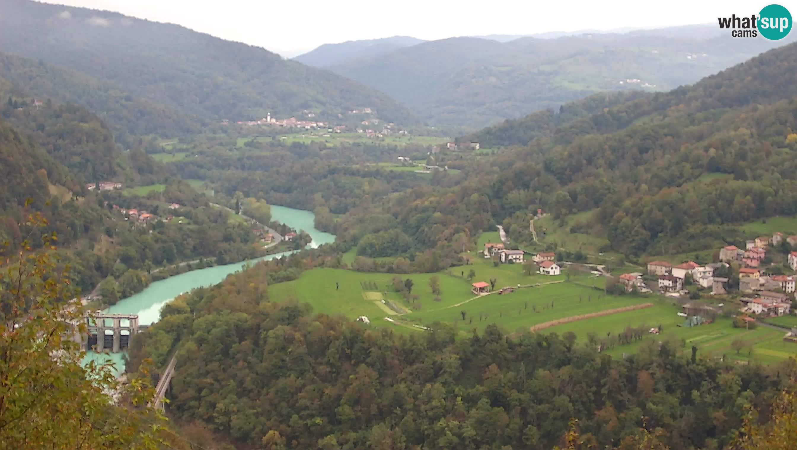 Live Webcam Kanal ob Soči – Vista sul fiume Isonzo, Ajba, Bodrež e Ročinj