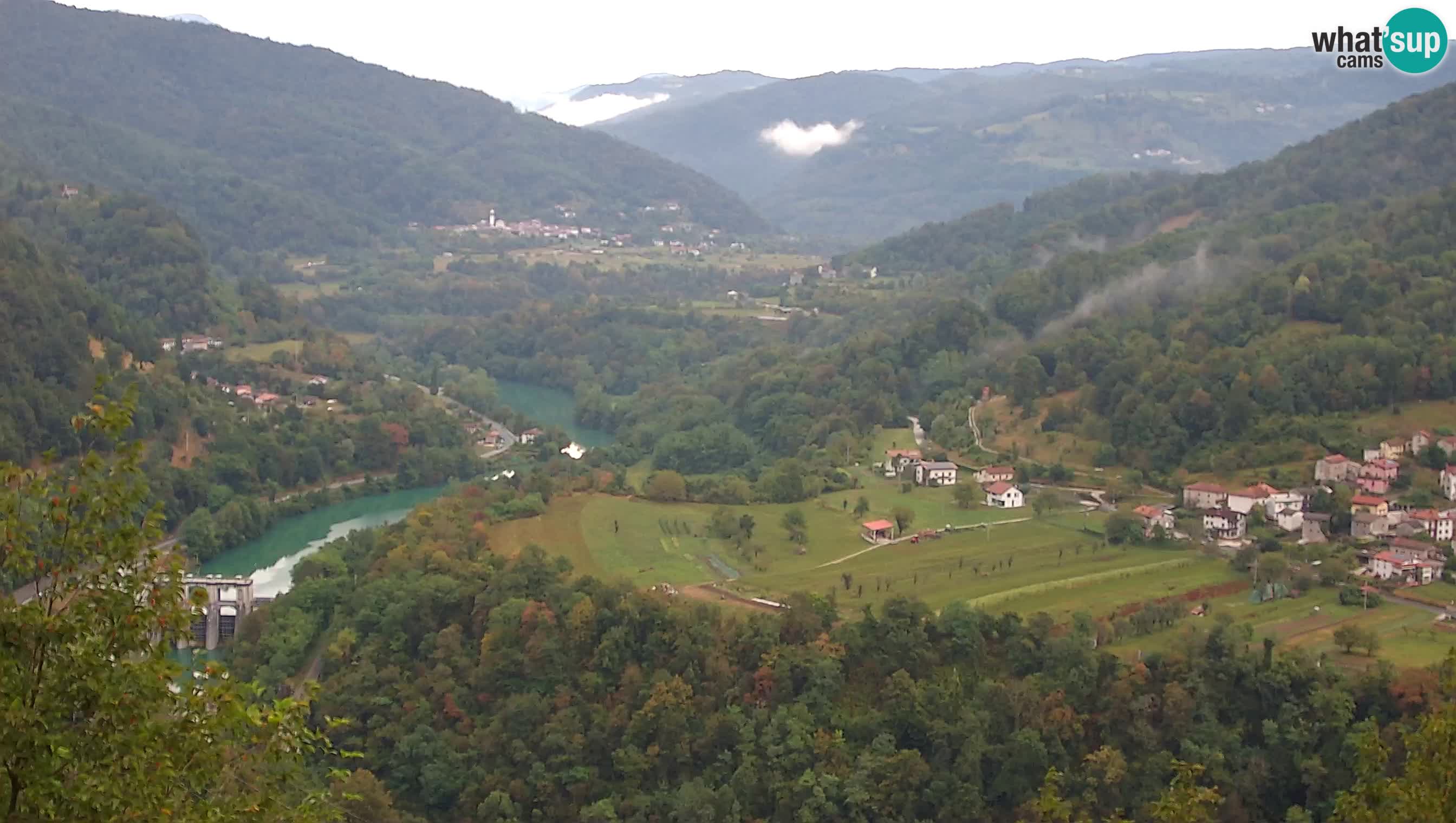 Spletna kamera Kanal ob Soči – pogled na Sočo, Ajbo, Bodrež in Ročinj