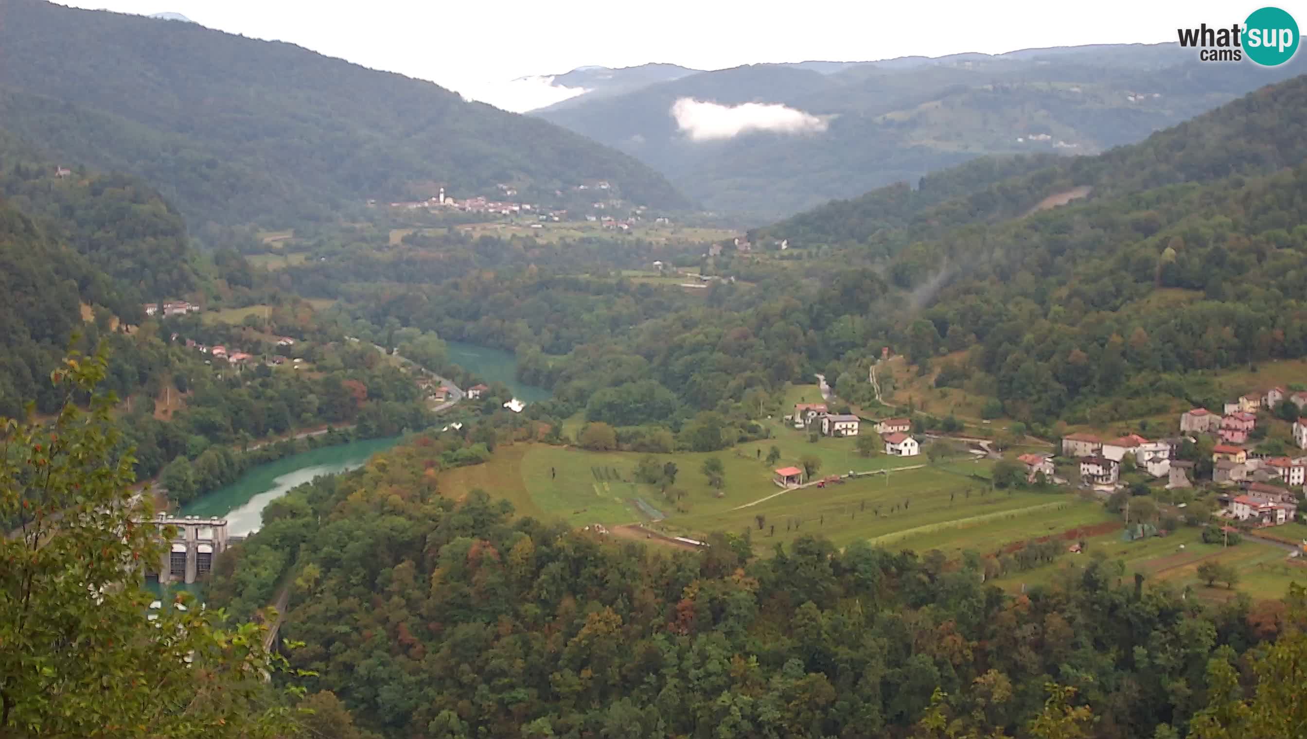 Live Webcam Kanal ob Soči – Blick auf den Fluss Soča, Ajba, Bodrež und Ročinj