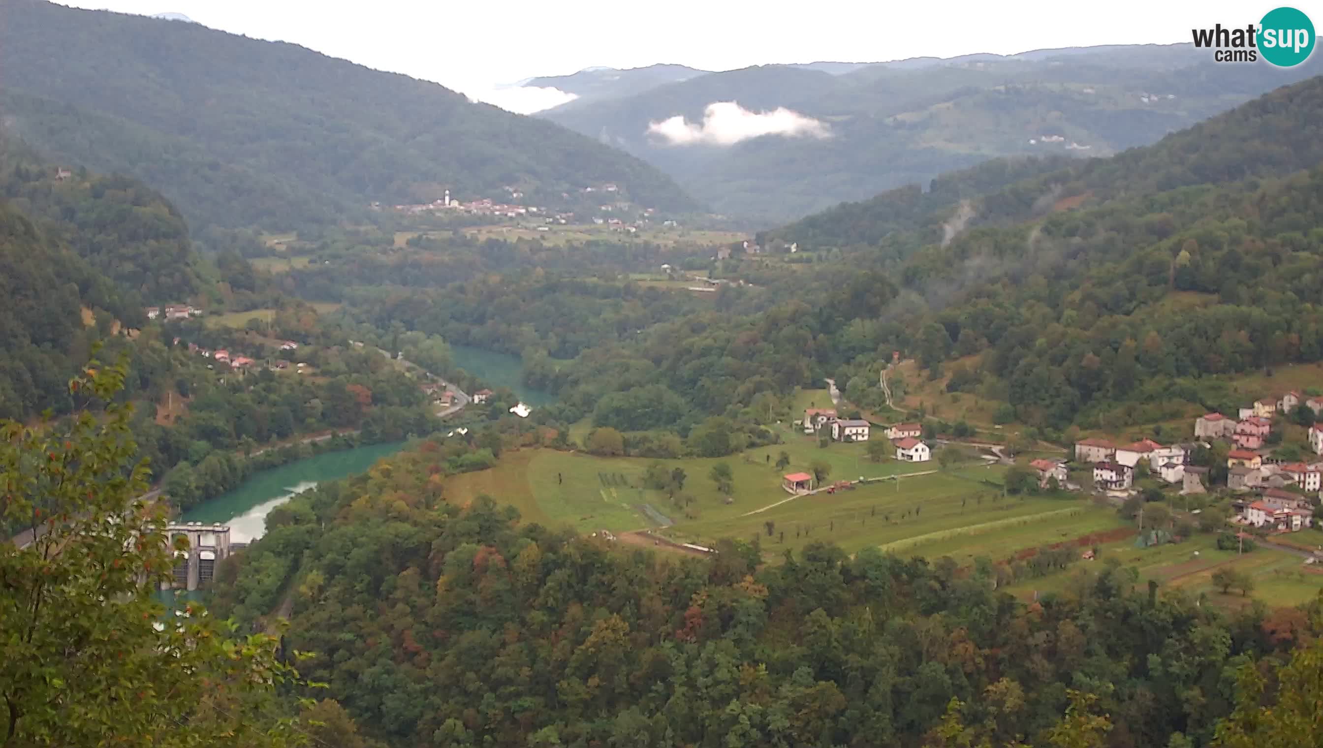 Live Webcam Kanal ob Soči – View to Soča river, Ajba, Bodrež and Ročinj