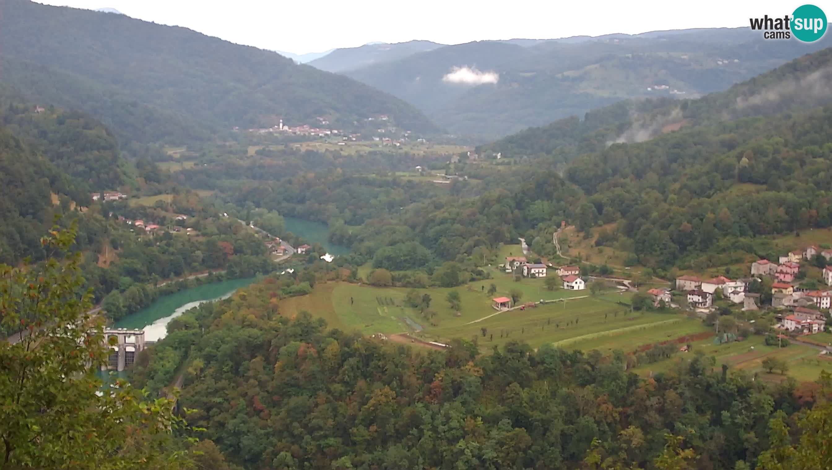 Live Webcam Kanal ob Soči – View to Soča river, Ajba, Bodrež and Ročinj