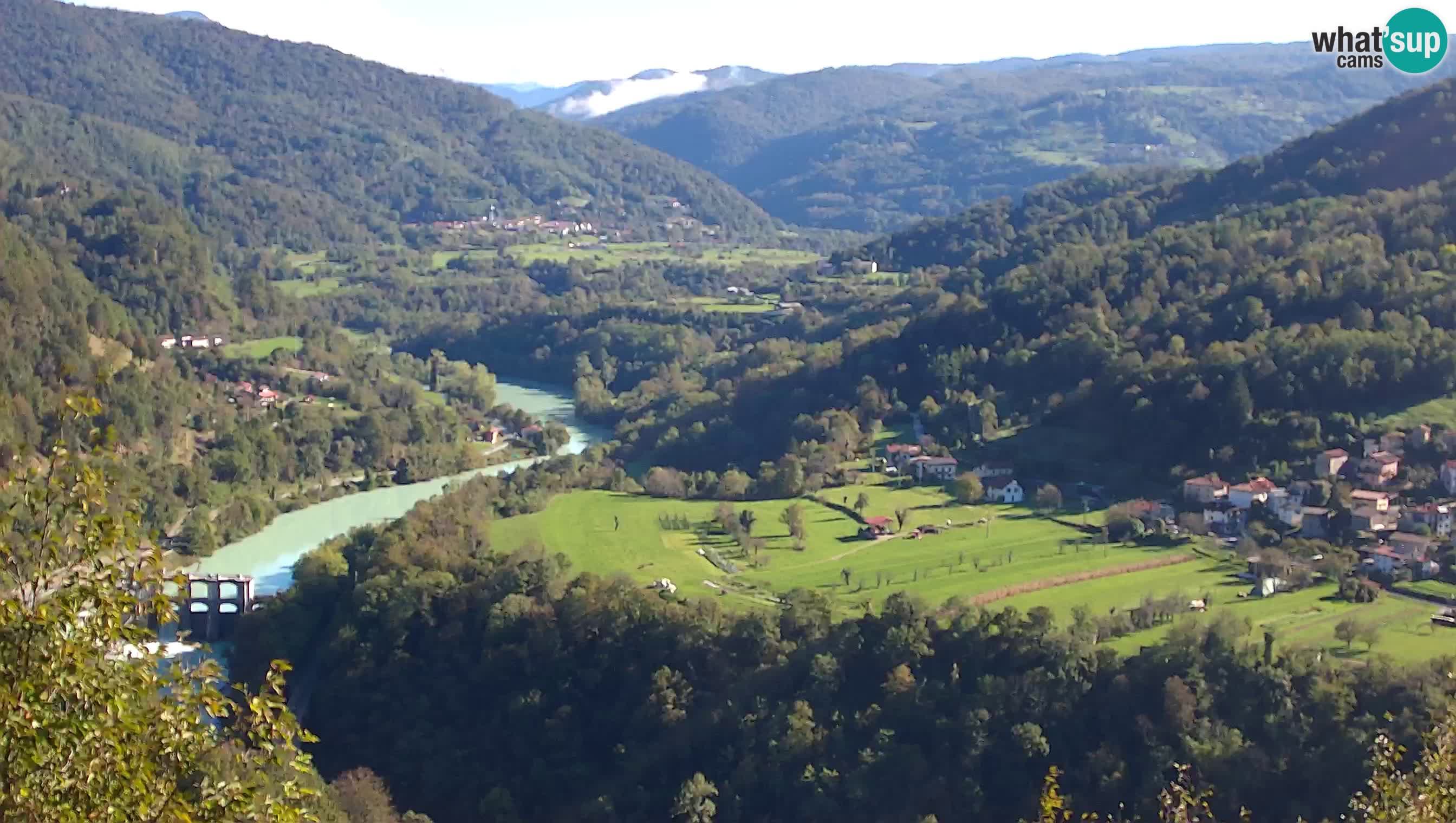 Live Webcam Kanal ob Soči – Blick auf den Fluss Soča, Ajba, Bodrež und Ročinj