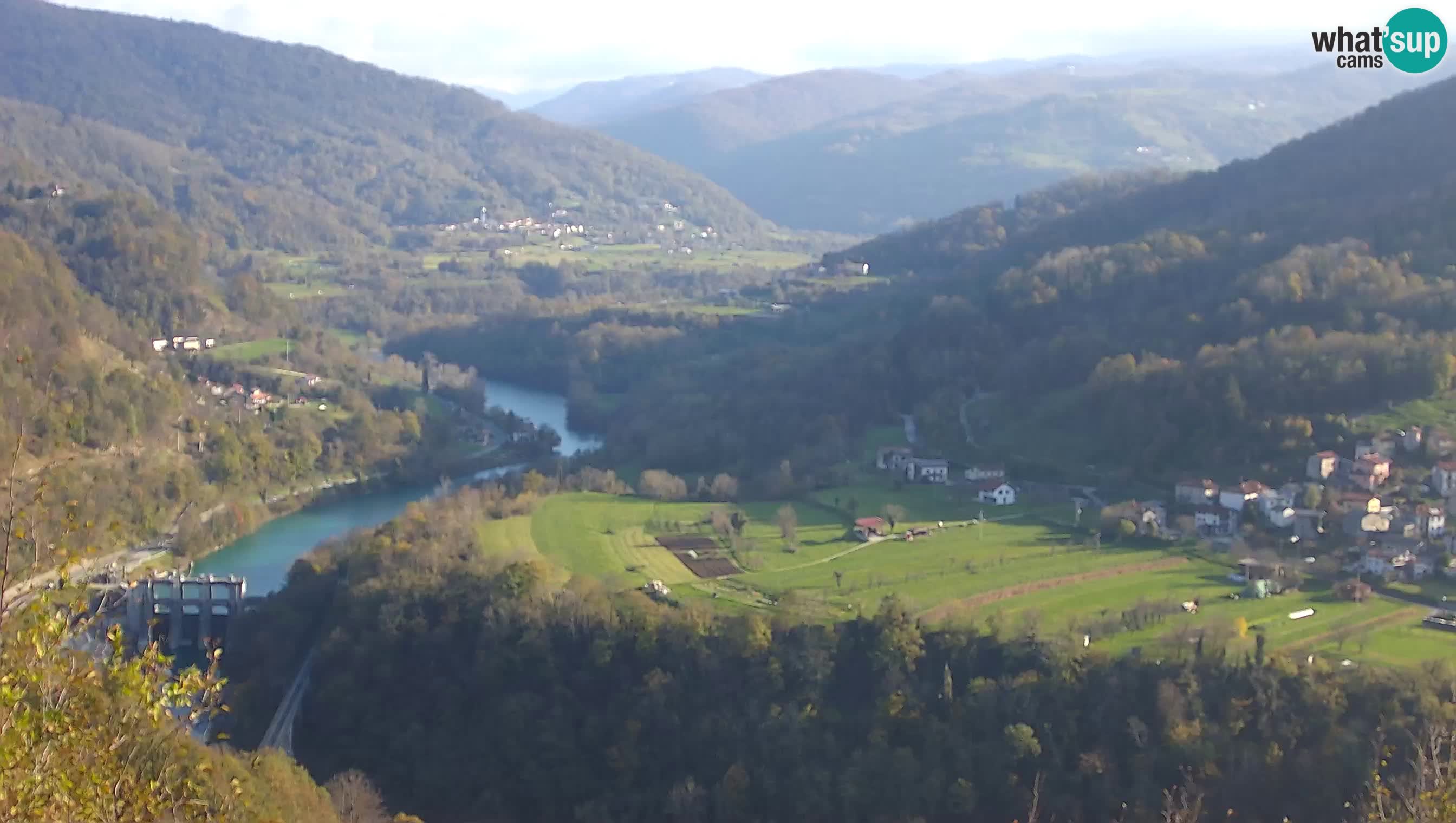 Live Webcam Kanal ob Soči – Blick auf den Fluss Soča, Ajba, Bodrež und Ročinj