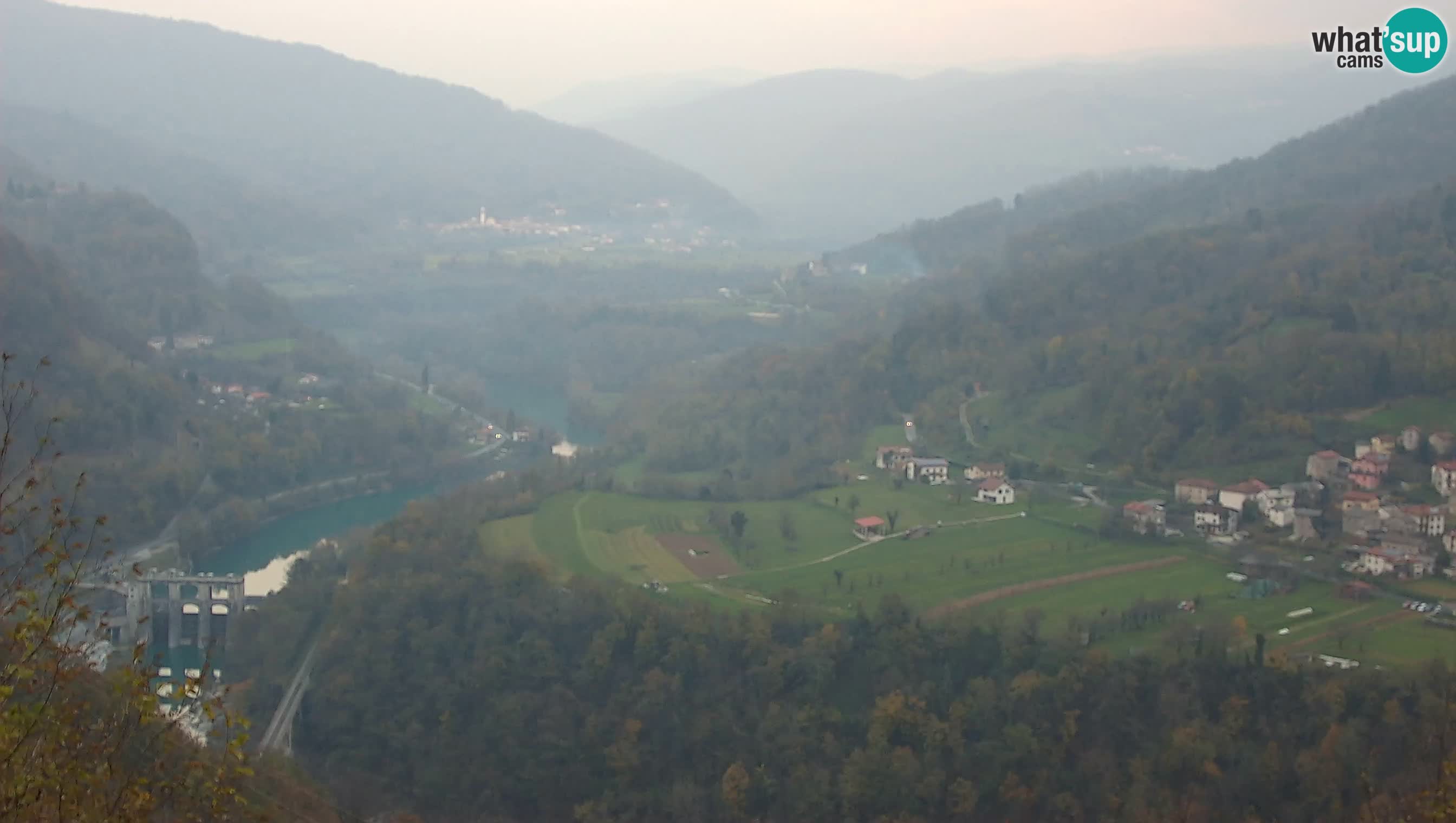 Live Webcam Kanal ob Soči – View to Soča river, Ajba, Bodrež and Ročinj