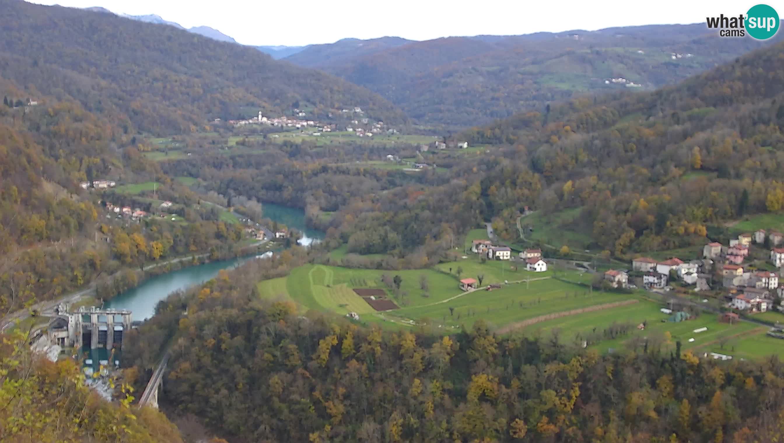 Live Webcam Kanal ob Soči – Blick auf den Fluss Soča, Ajba, Bodrež und Ročinj