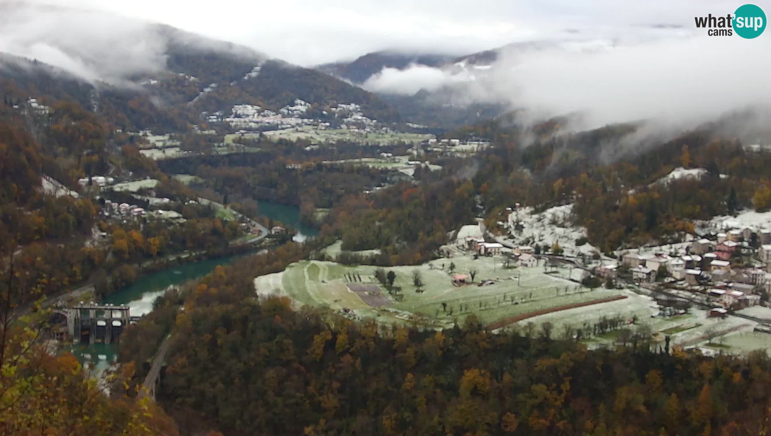 Spletna kamera Kanal ob Soči – pogled na Sočo, Ajbo, Bodrež in Ročinj