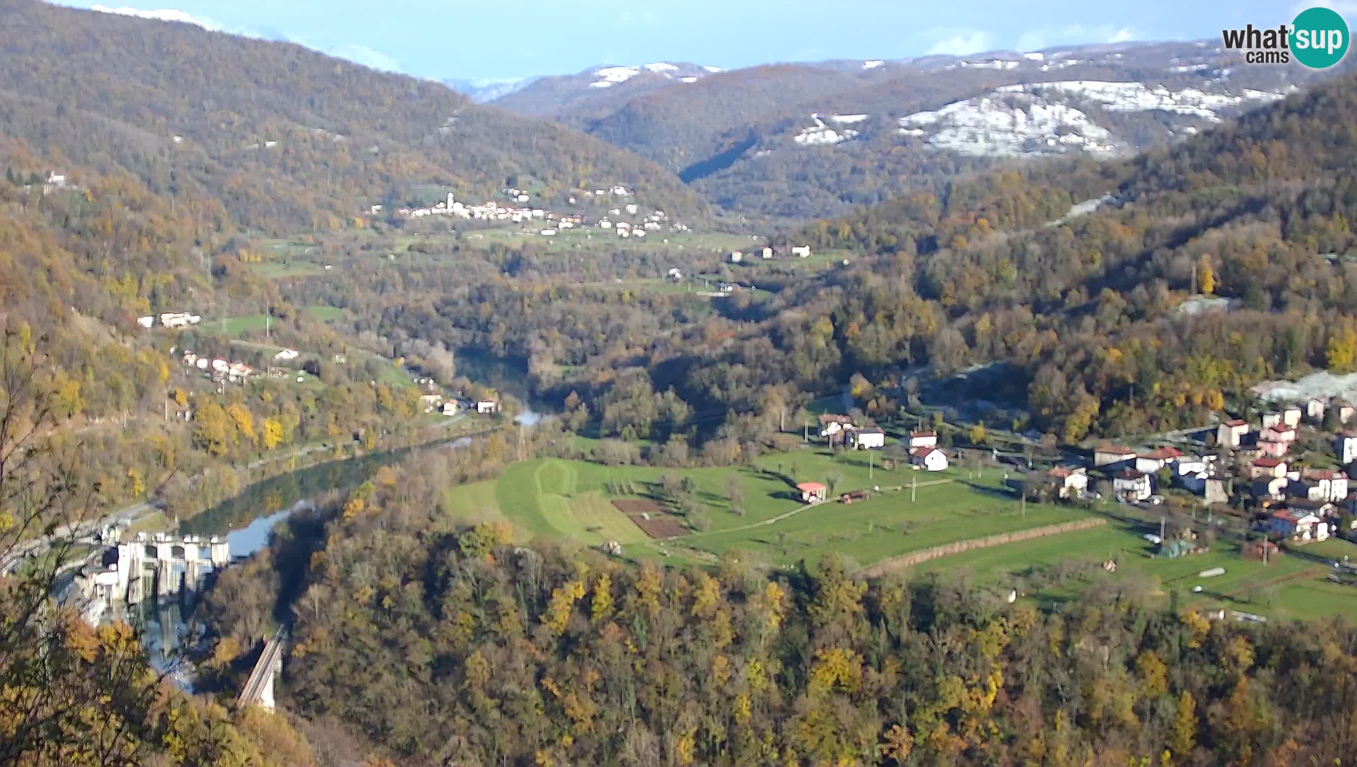 Live Webcam Kanal ob Soči – Vista sul fiume Isonzo, Ajba, Bodrež e Ročinj