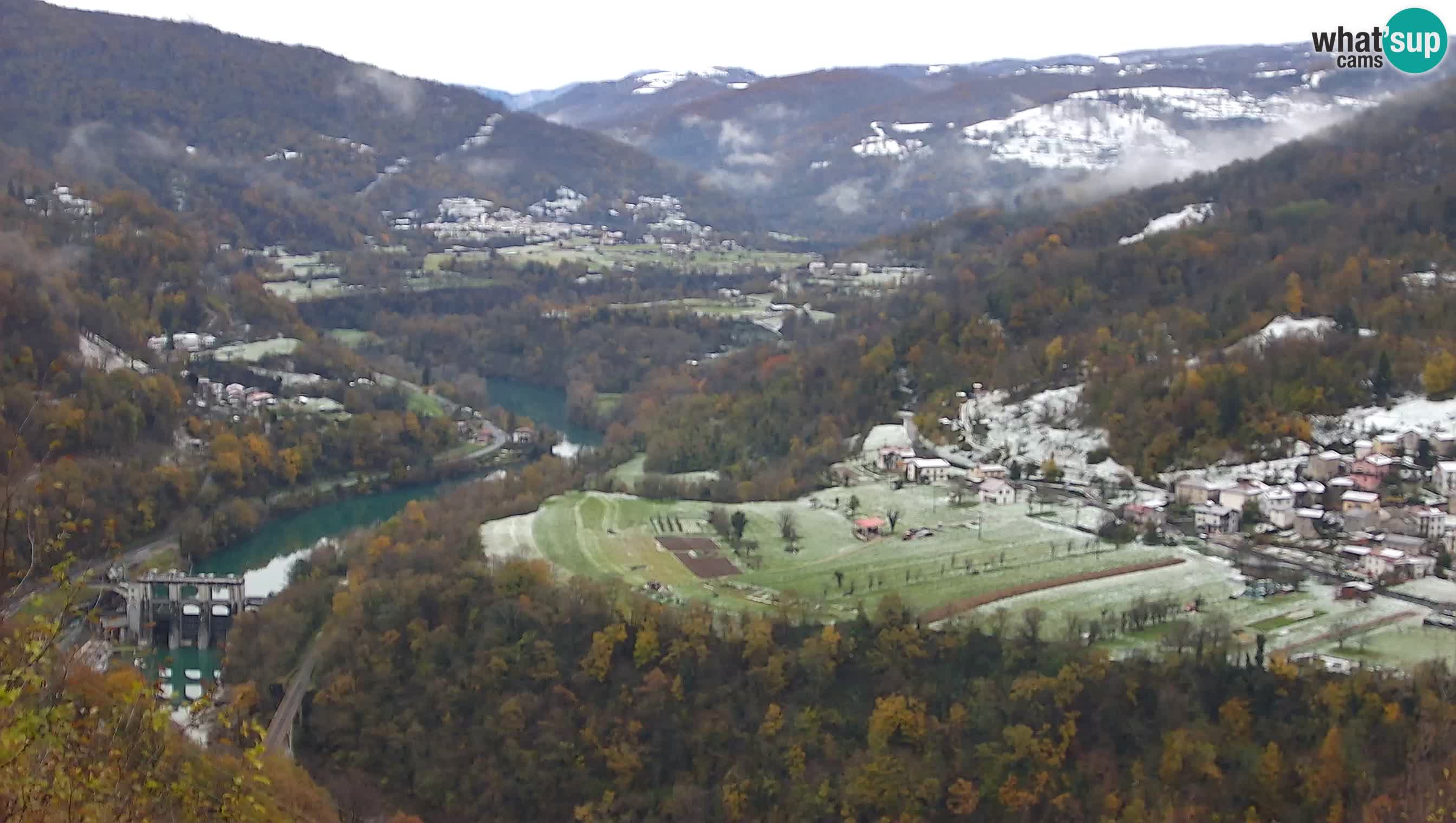 Live Webcam Kanal ob Soči – Blick auf den Fluss Soča, Ajba, Bodrež und Ročinj