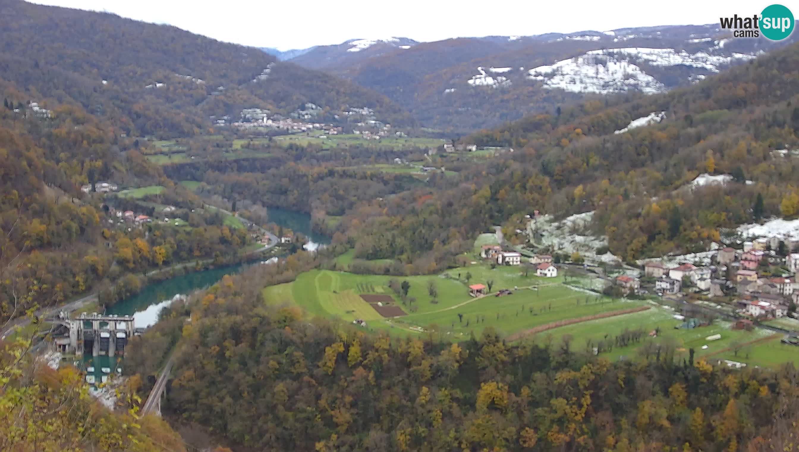 Live Webcam Kanal ob Soči – Blick auf den Fluss Soča, Ajba, Bodrež und Ročinj