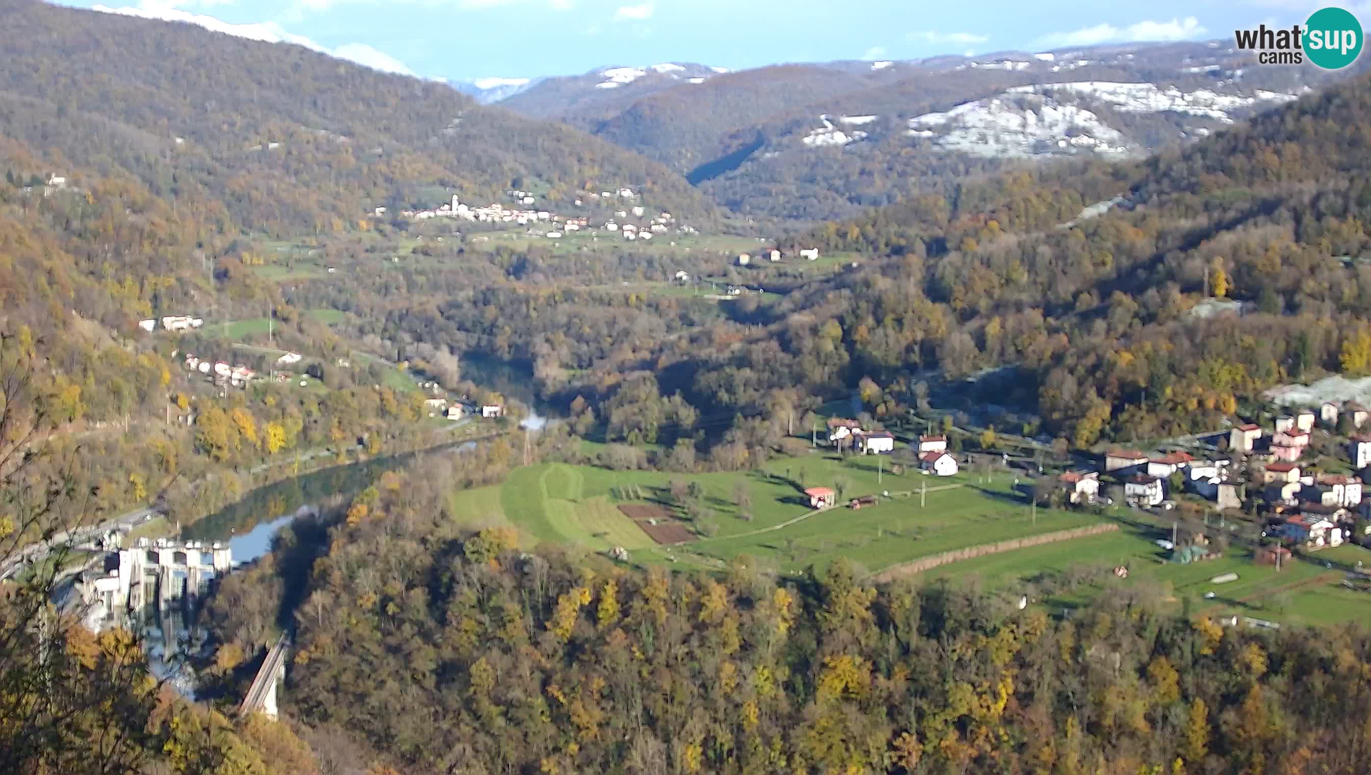 Live Webcam Kanal ob Soči – Blick auf den Fluss Soča, Ajba, Bodrež und Ročinj