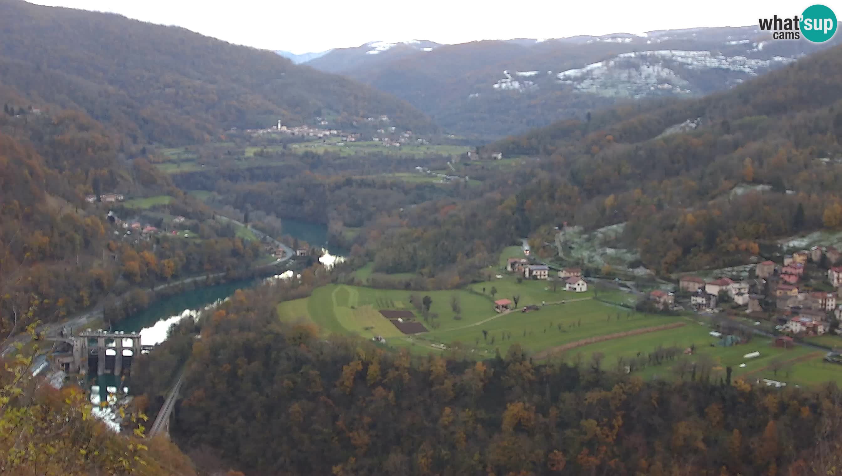 Live Webcam Kanal ob Soči – Vista sul fiume Isonzo, Ajba, Bodrež e Ročinj