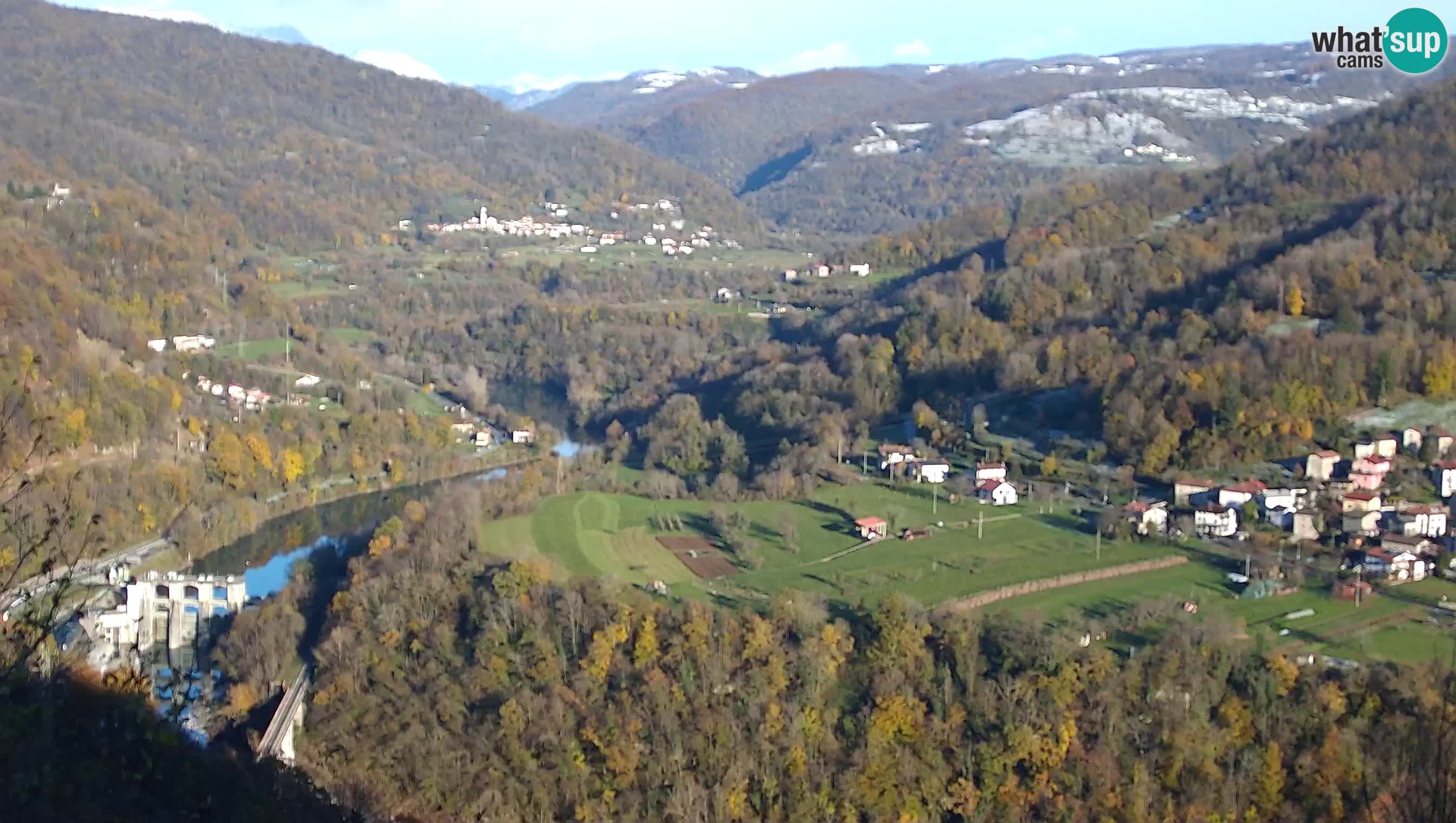 Live Webcam Kanal ob Soči – Blick auf den Fluss Soča, Ajba, Bodrež und Ročinj