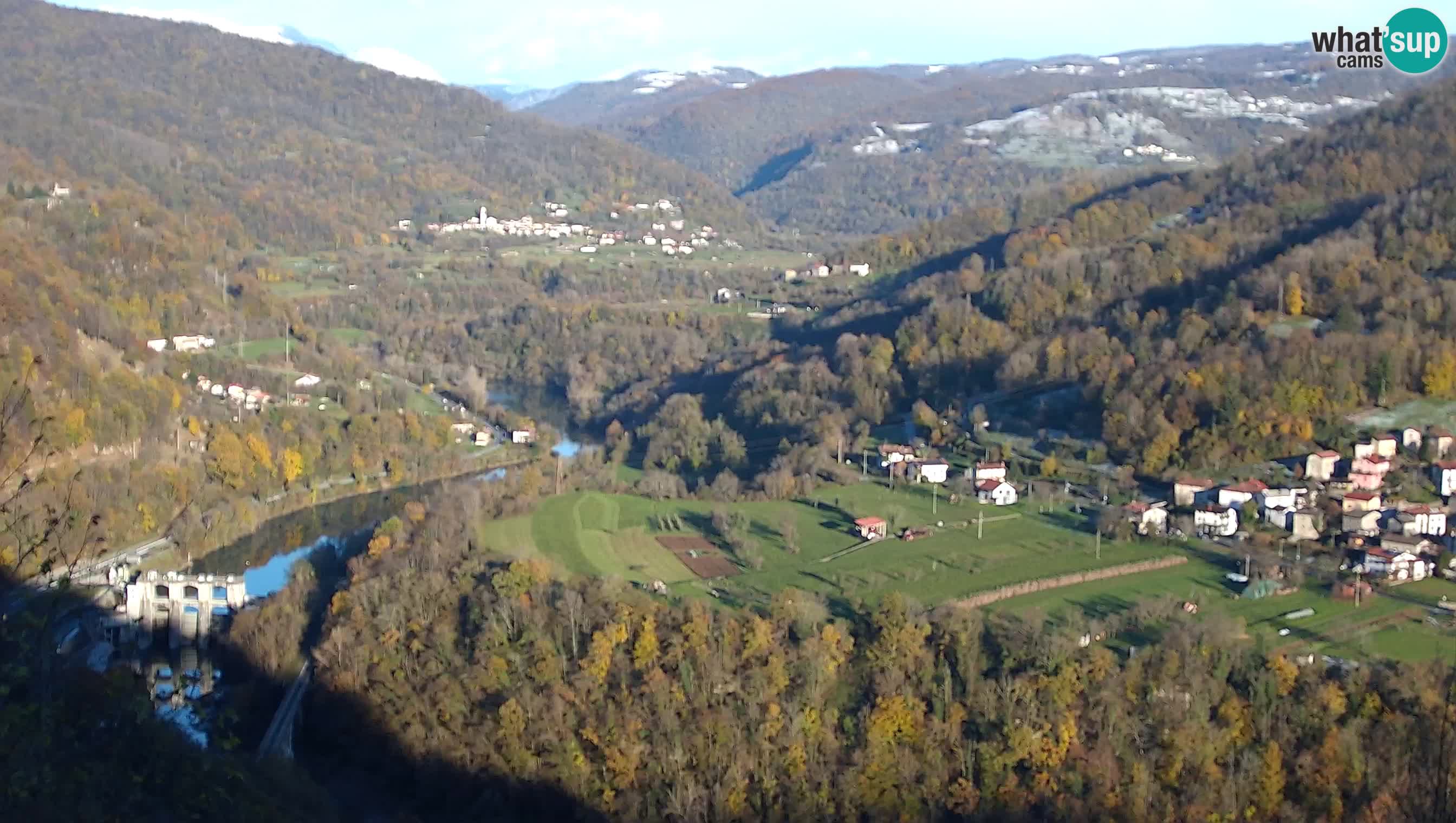 Camera en vivo Kanal ob Soči – Vue sur la rivière Soča, Ajba, Bodrež y Ročinj