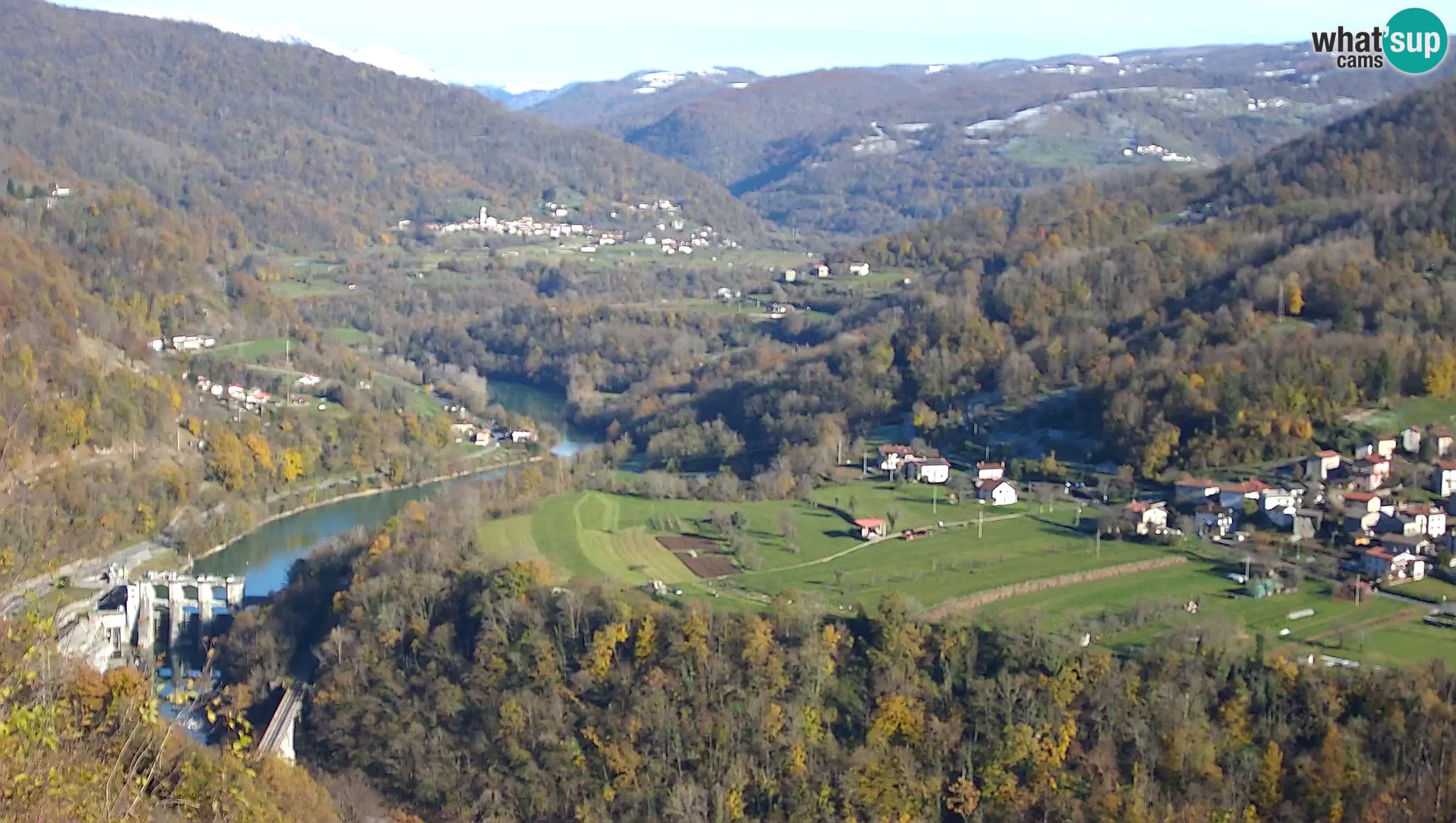 Live Webcam Kanal ob Soči – Blick auf den Fluss Soča, Ajba, Bodrež und Ročinj