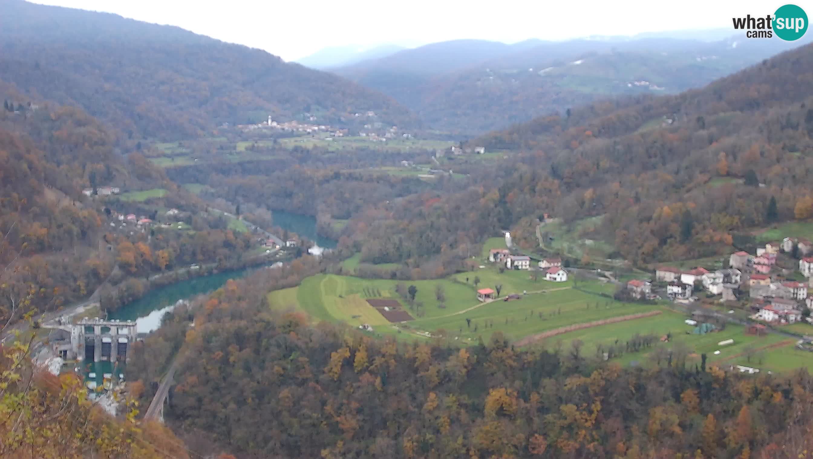 Live Webcam Kanal ob Soči – Blick auf den Fluss Soča, Ajba, Bodrež und Ročinj