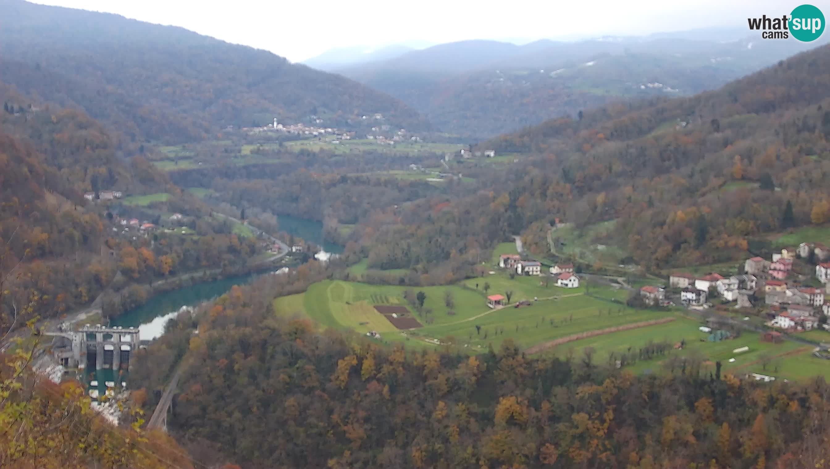 Live Webcam Kanal ob Soči – Blick auf den Fluss Soča, Ajba, Bodrež und Ročinj