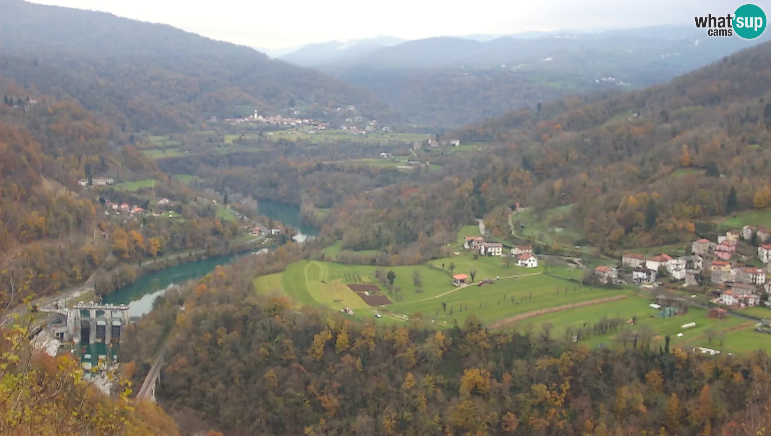 Live Webcam Kanal ob Soči – Vista sul fiume Isonzo, Ajba, Bodrež e Ročinj