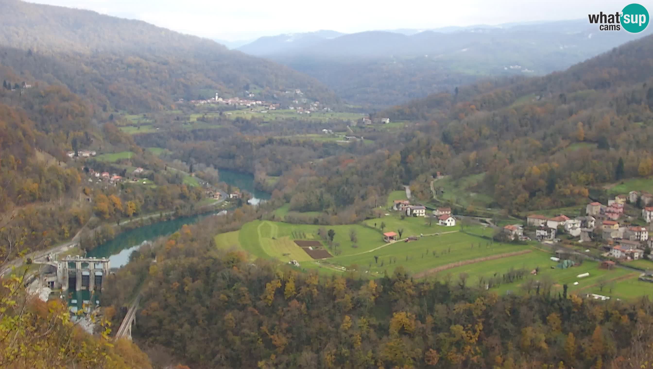 Live Webcam Kanal ob Soči – Blick auf den Fluss Soča, Ajba, Bodrež und Ročinj