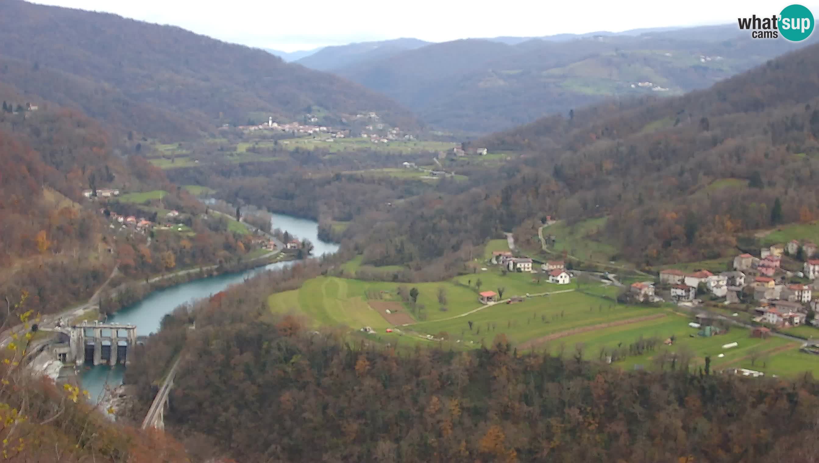 Live Webcam Kanal ob Soči – Vista sul fiume Isonzo, Ajba, Bodrež e Ročinj